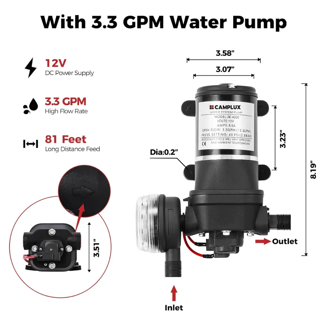 Camplux First F10 Pro chauffe-eau gaz 10L kit pompe
