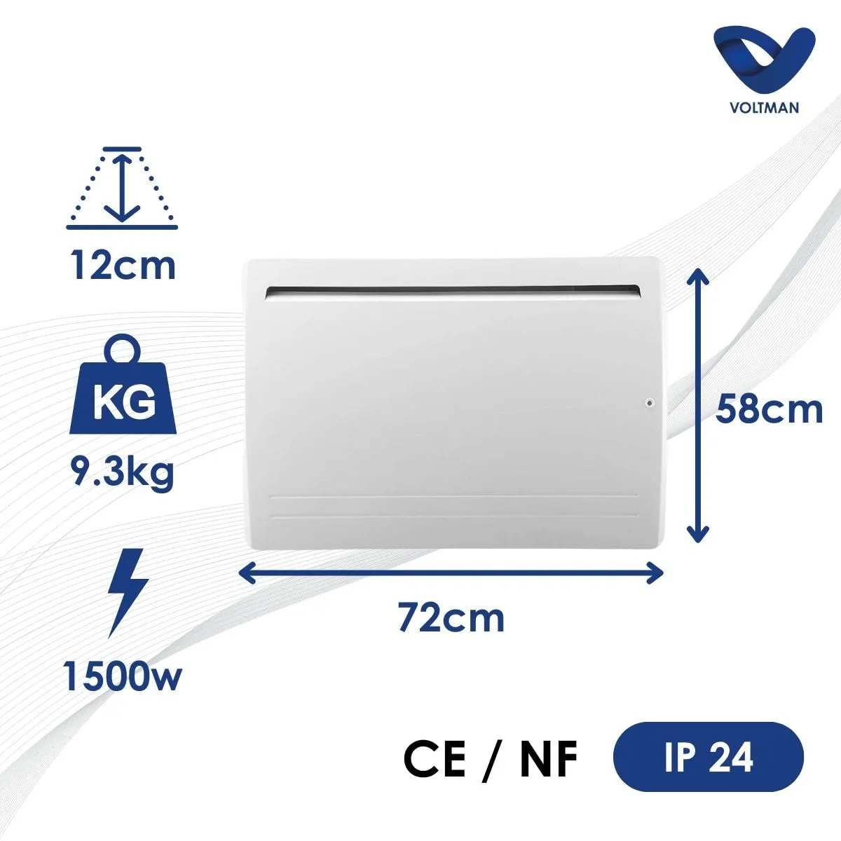 Voltman VOM540031 radiateur céramique 1500W blanc détecteur