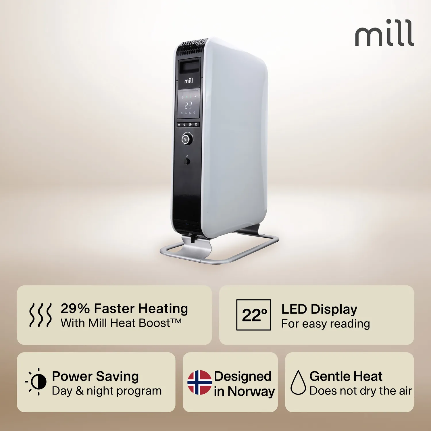Mill Gentle Air radiateur bain d'huile 2000W mobile
