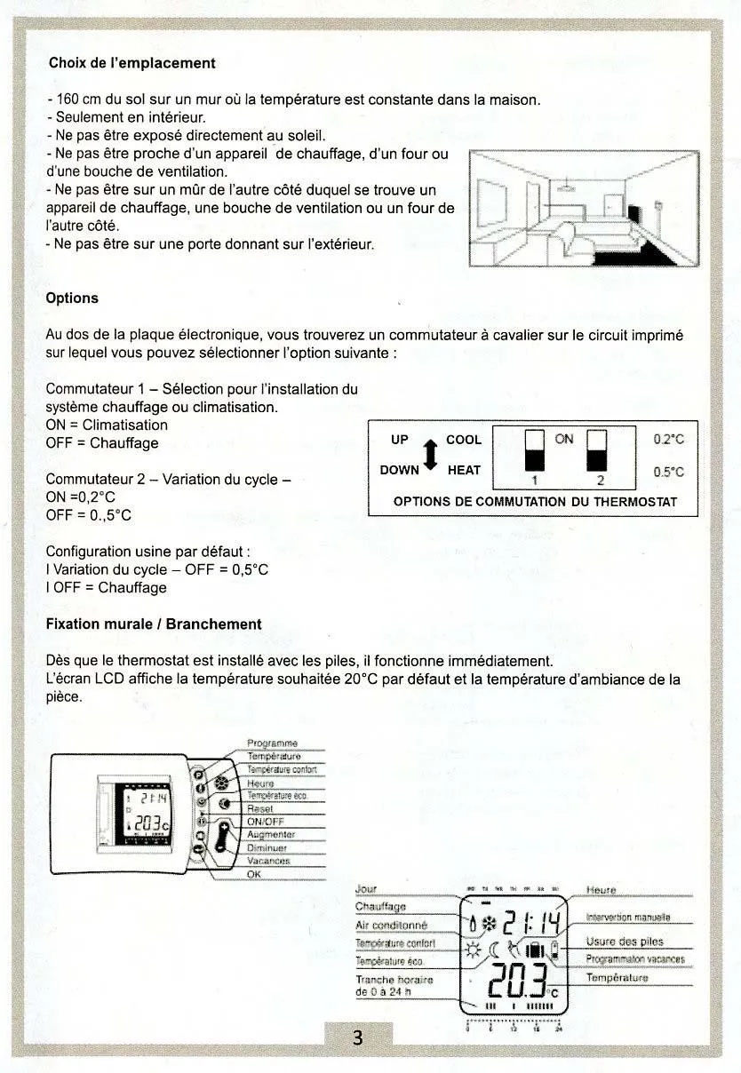 Voltman thermostat électronique digital hebdomadaire 2 fils