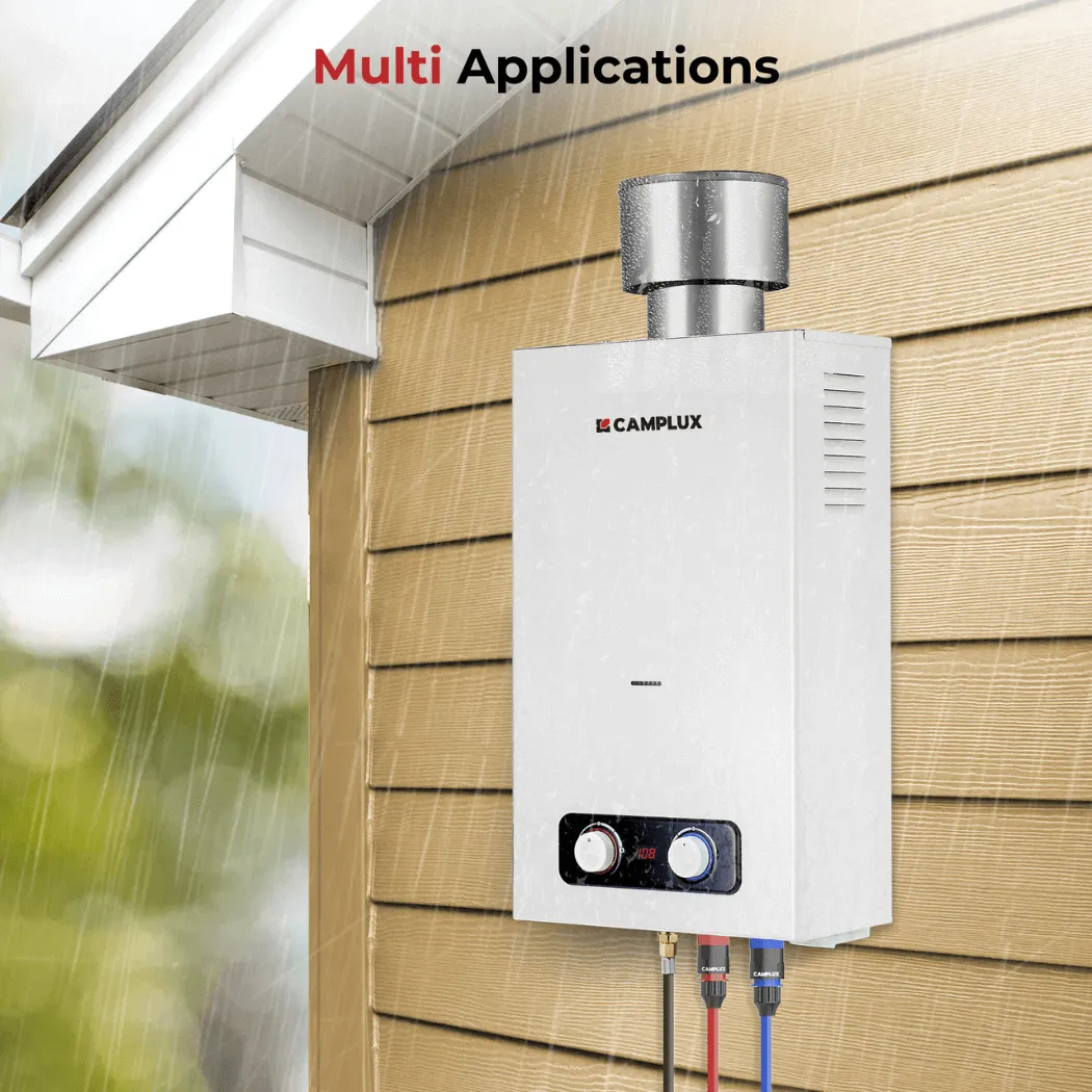 Camplux 2,64 GPM chauffe-eau gaz extérieur blanc 10L 68 000BTU