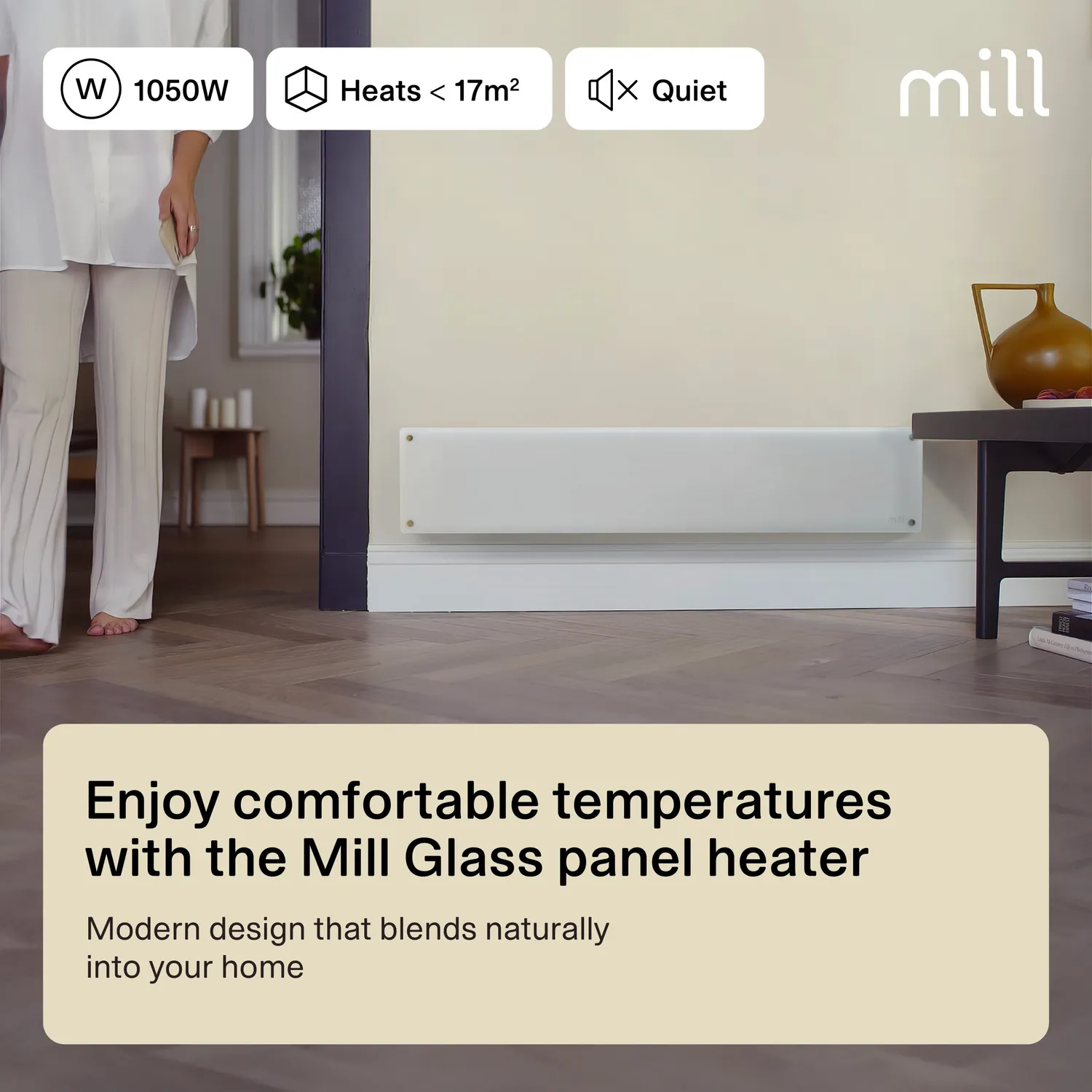 Mill Glass radiateur panneau verre 1200W design