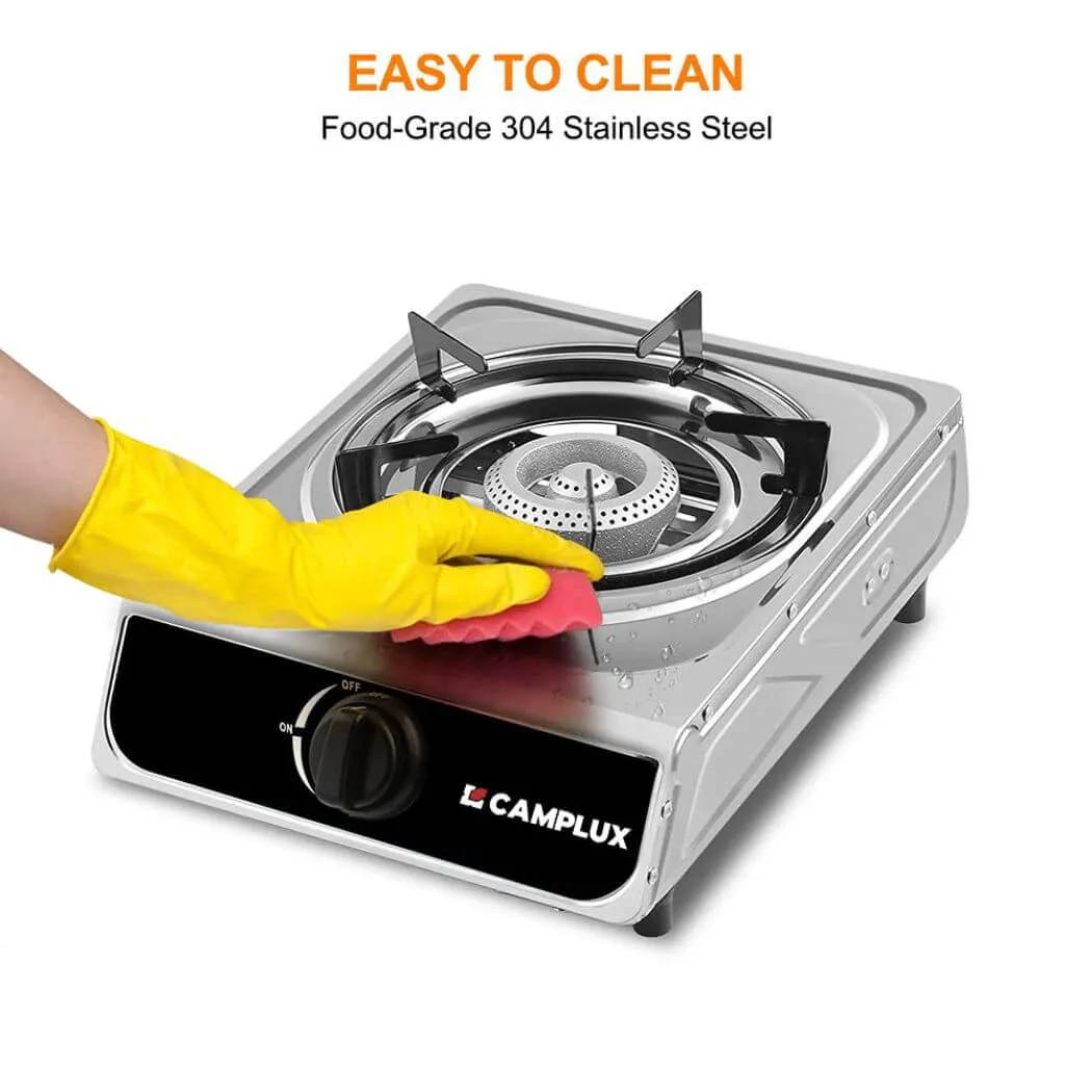 Camplux réchaud gaz portable 1 feu 9800 BTU inox
