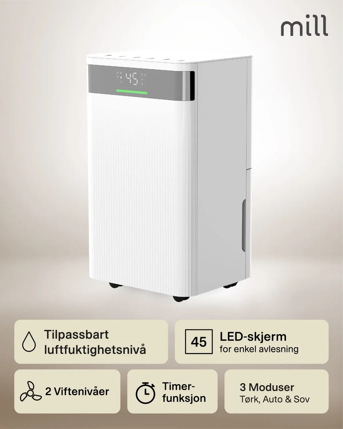 Mill déshumidificateur 12L compact silencieux