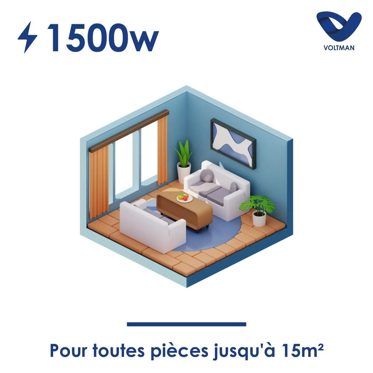 Voltman VOM540031 radiateur céramique 1500W blanc détecteur