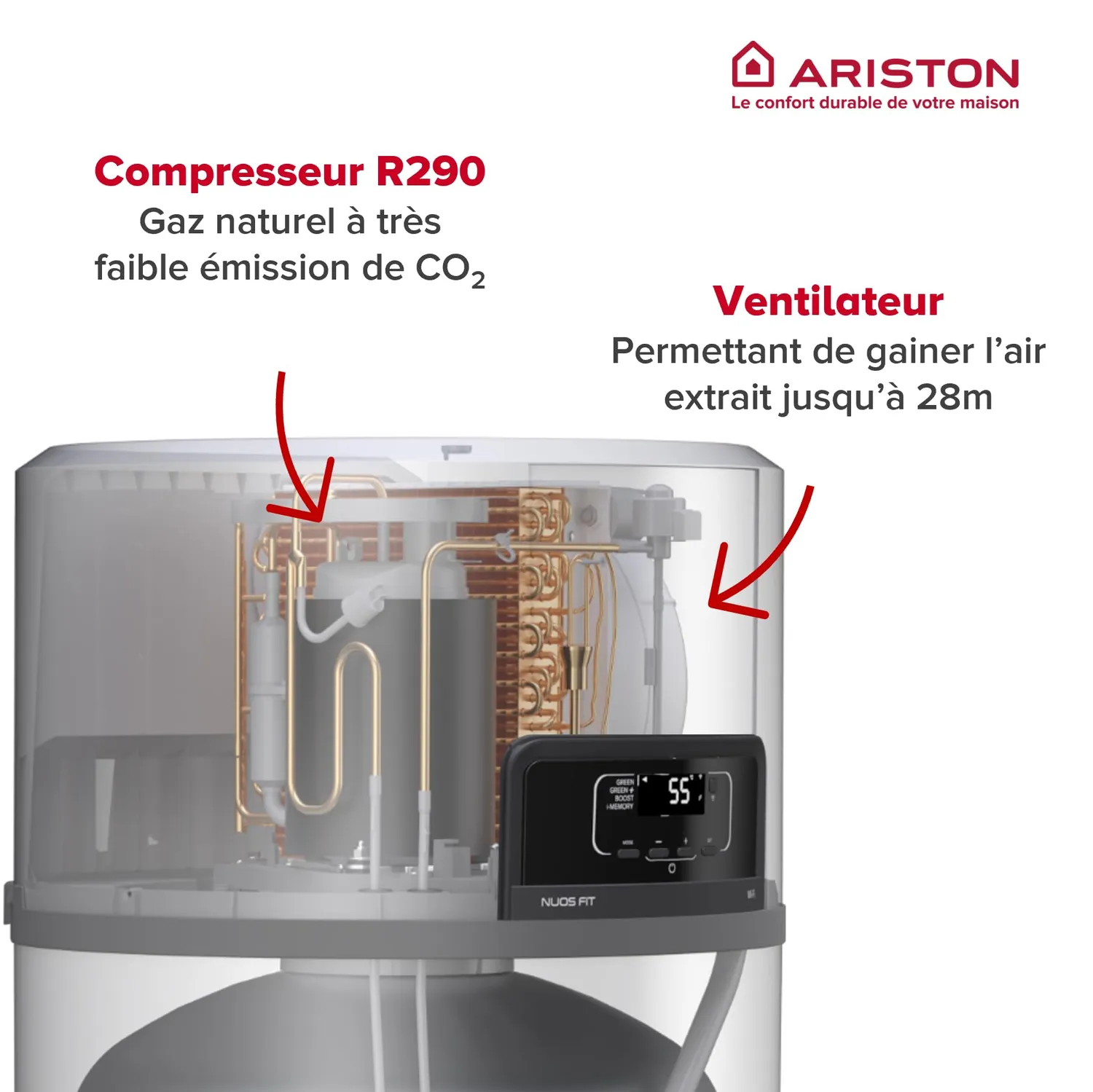 Ariston Nuos Fit Wifi 200L chauffe-eau thermodynamique A+