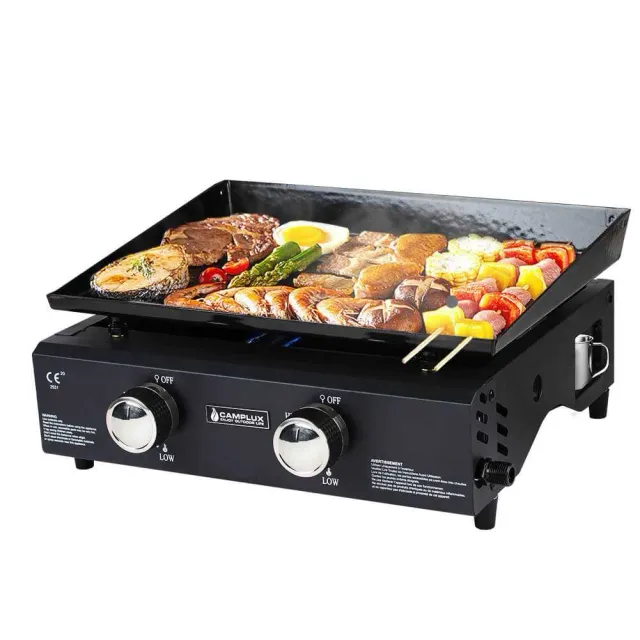 Camplux GP102B plancha grill gaz 2 brûleurs noir