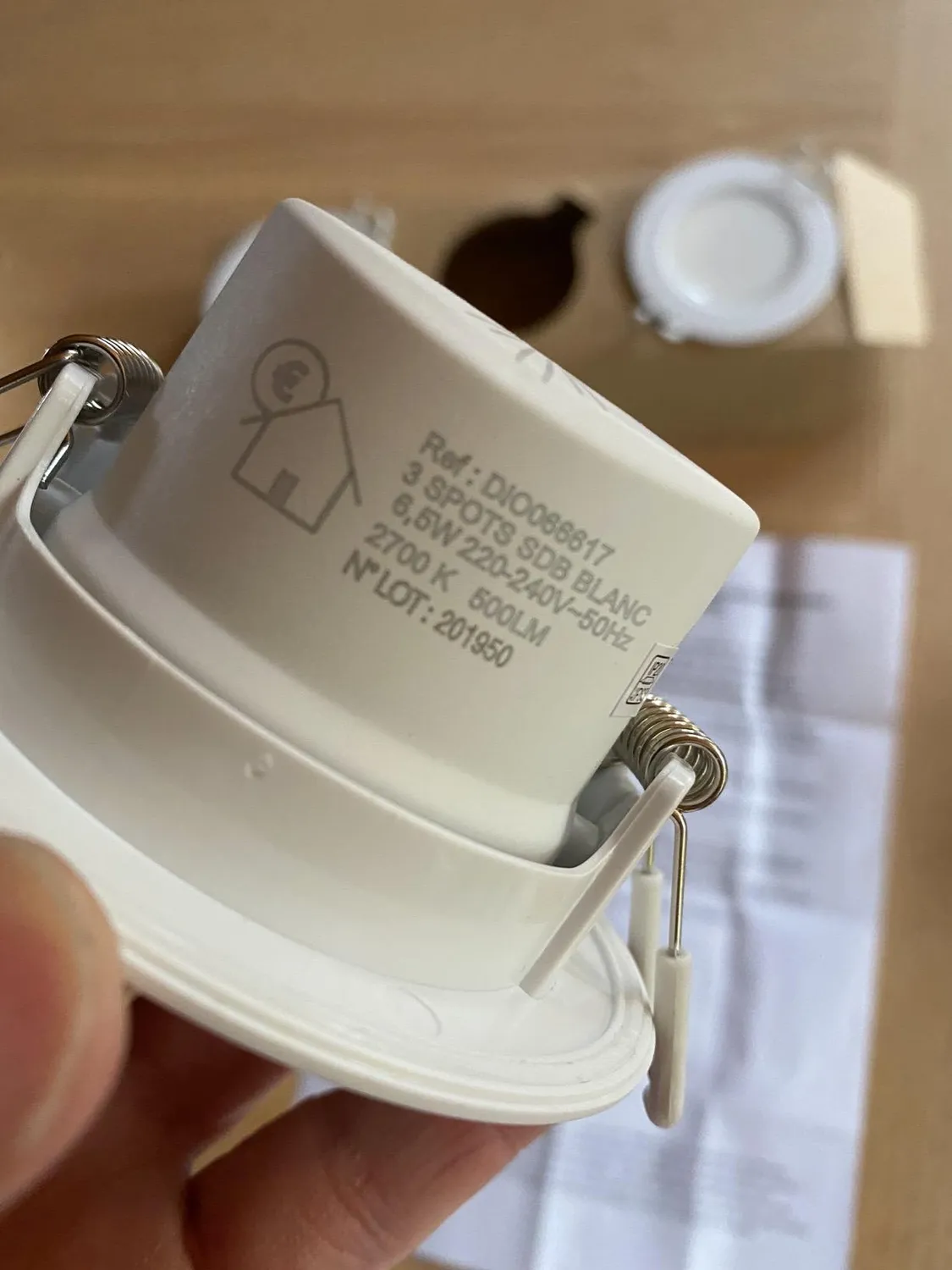 Voltman lot 3 spots encastrés salle de bain blanc IP65 LED