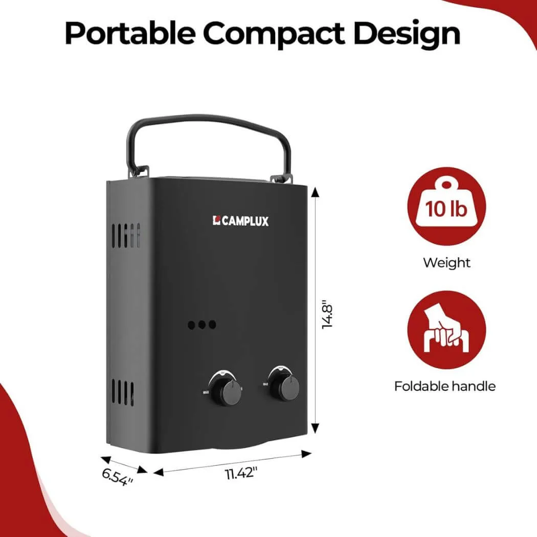 Camplux AY132 chauffe-eau propane portable noir 1,32 GPM