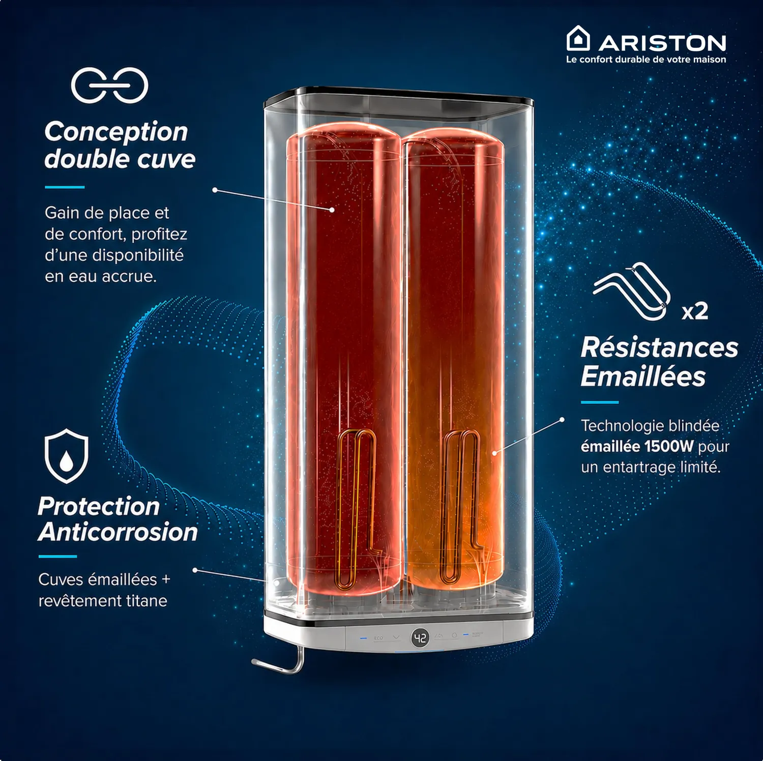 Ariston Hotpoint Velis Dune chauffe-eau plat 80L Eco