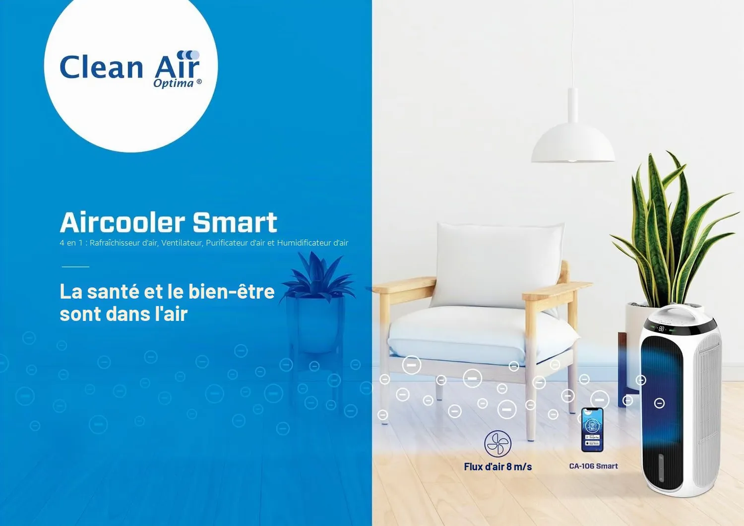 Clean Air Optima CA-106 Smart rafraîchisseur d'air 4 en 1 65 m²