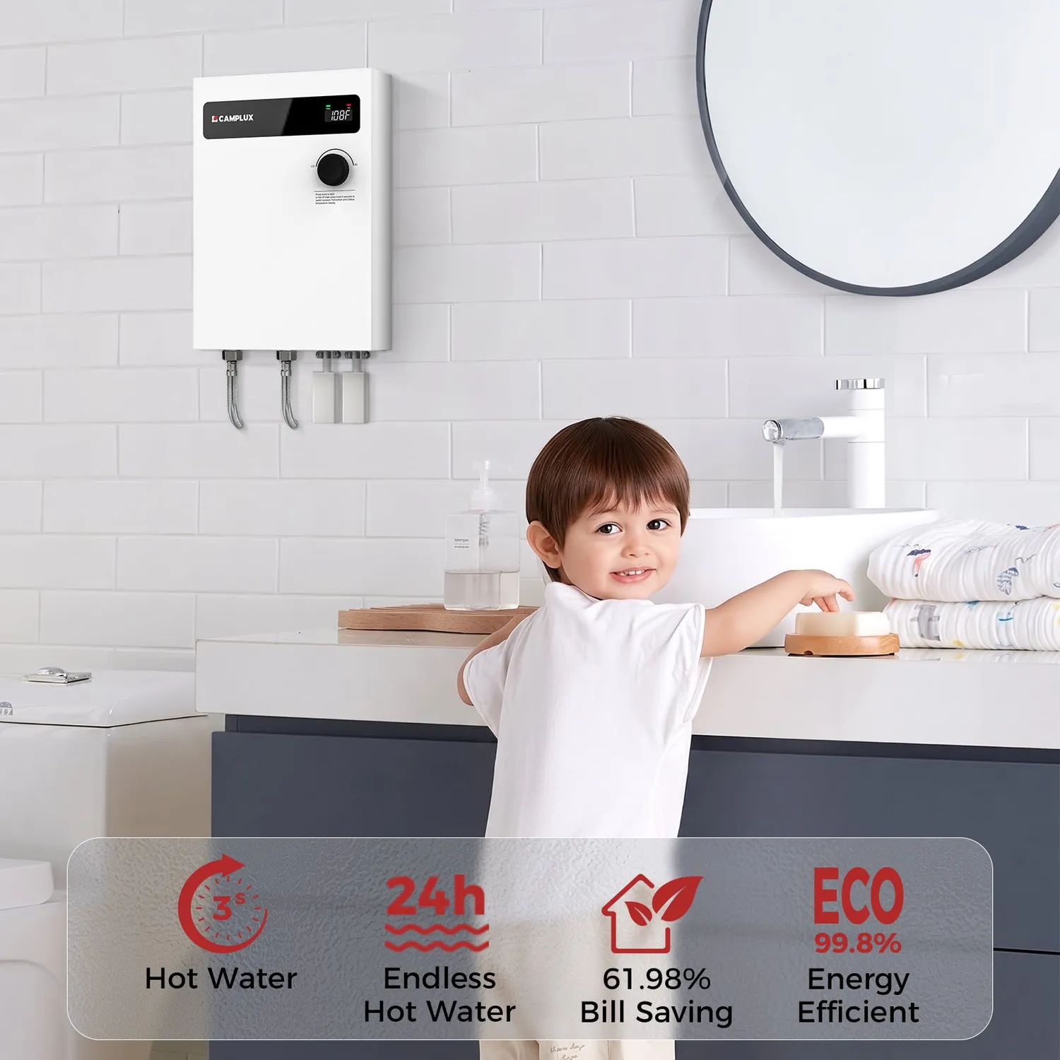 Camplux 18 kW chauffe-eau électrique instantané blanc