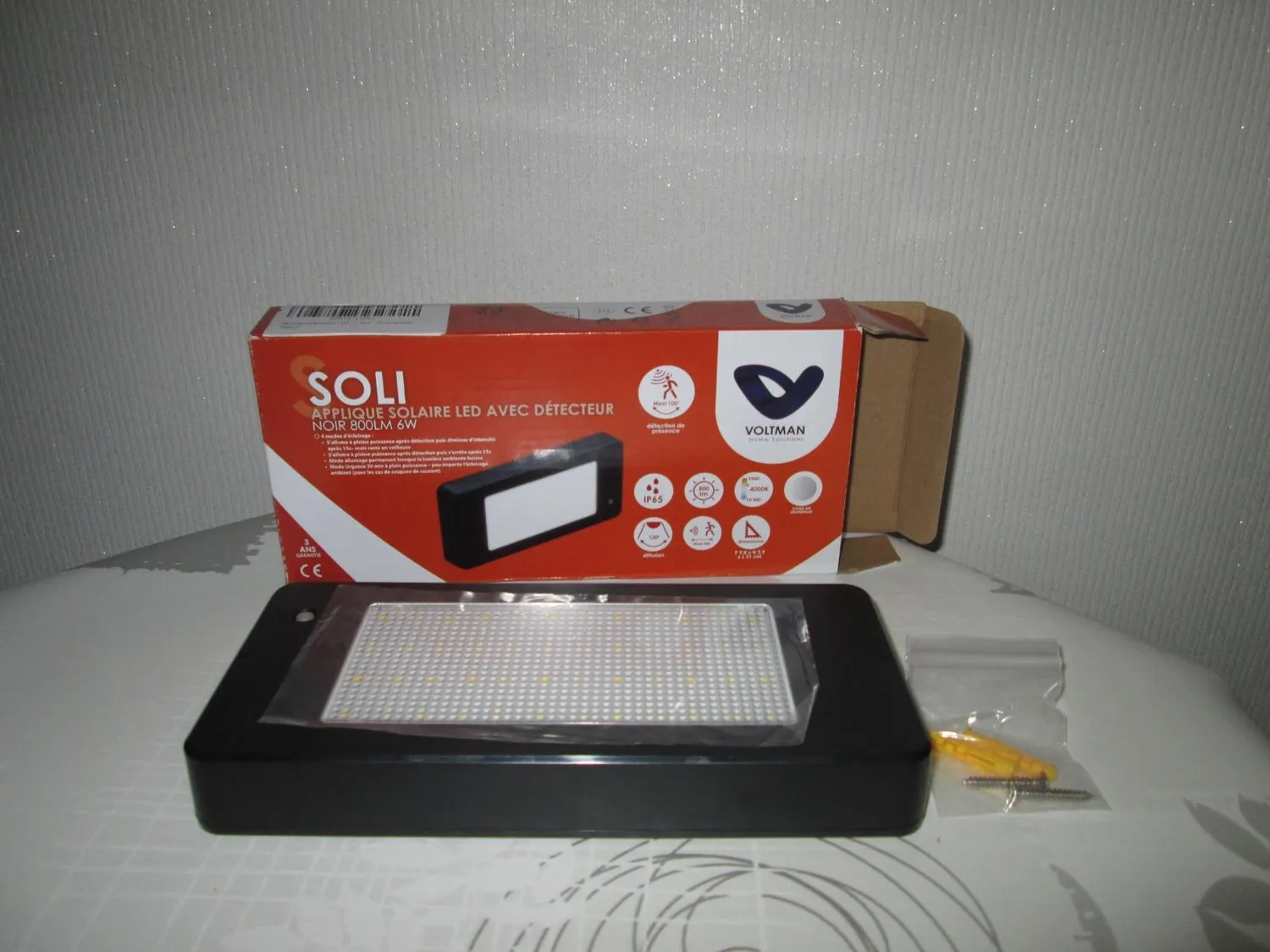 Voltman Soli applique solaire blanc 800 lm IP65