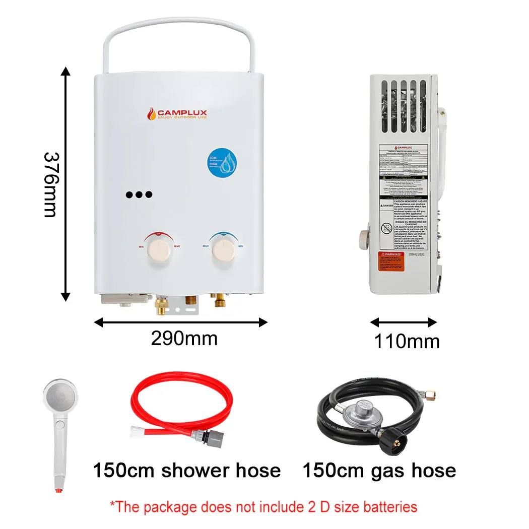 Camplux 5L chauffe-eau gaz extérieur douche portable