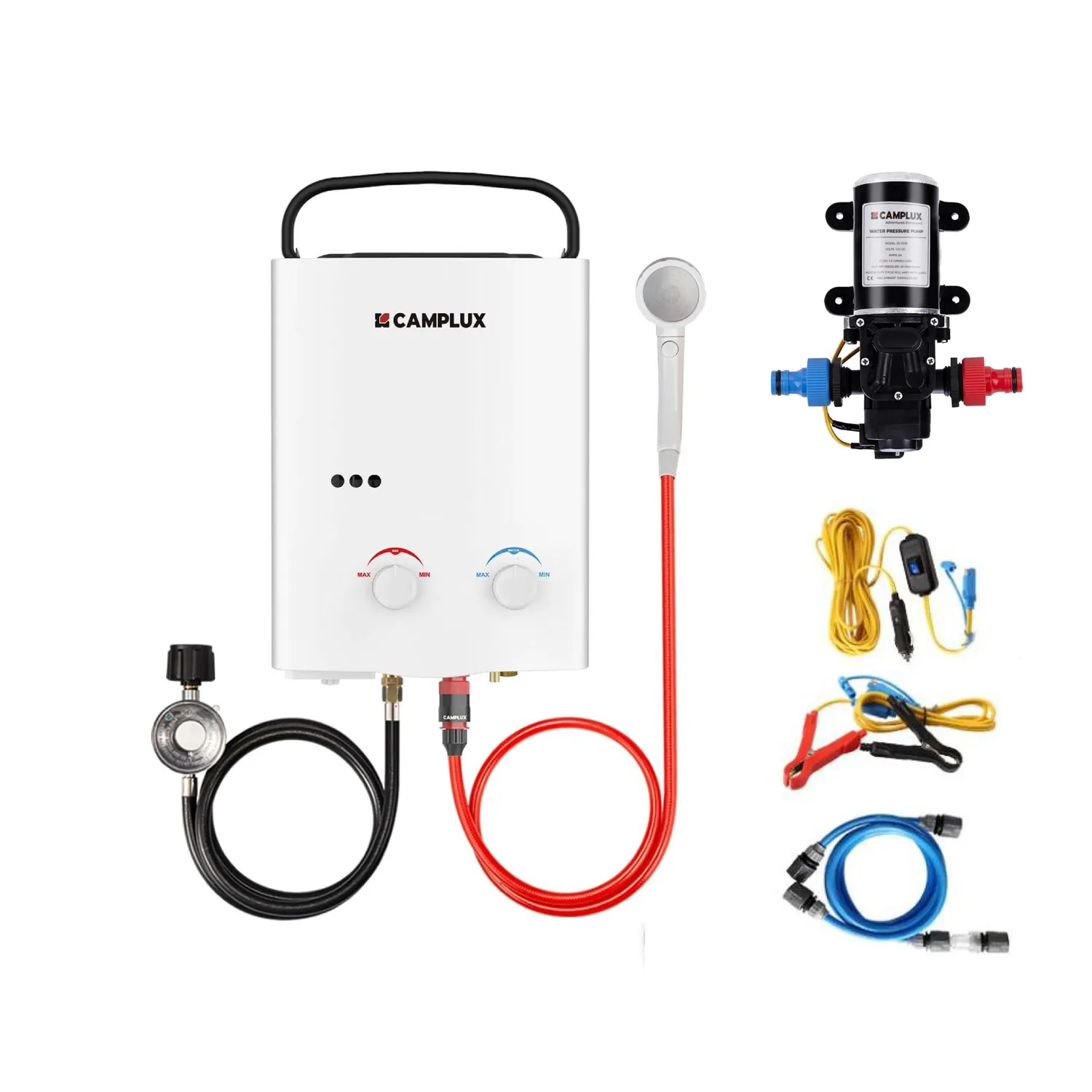 Camplux 5L chauffe-eau gaz portable pompe 4,3L