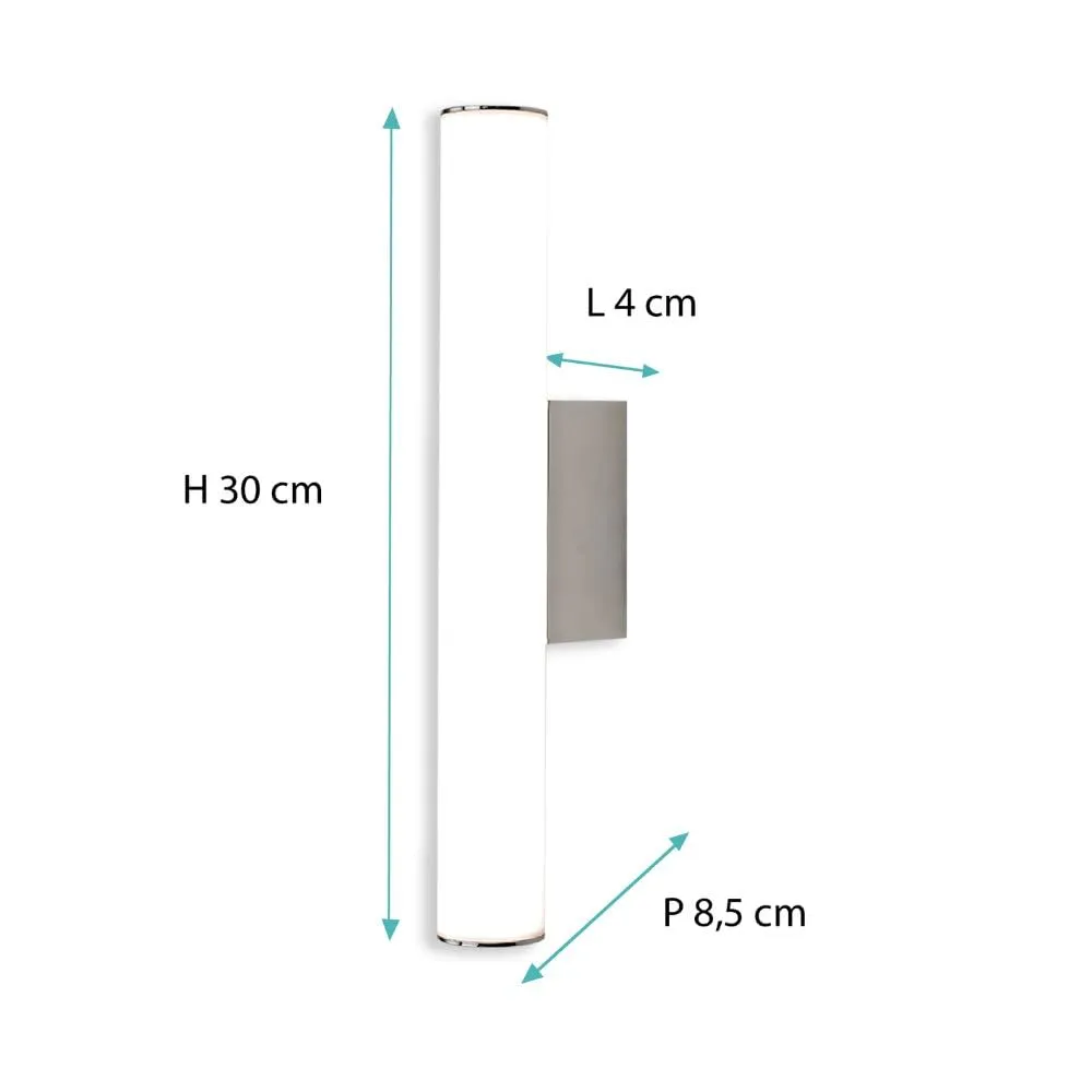 Voltman 30 cm applique salle de bain LED chrome 4000K IP44