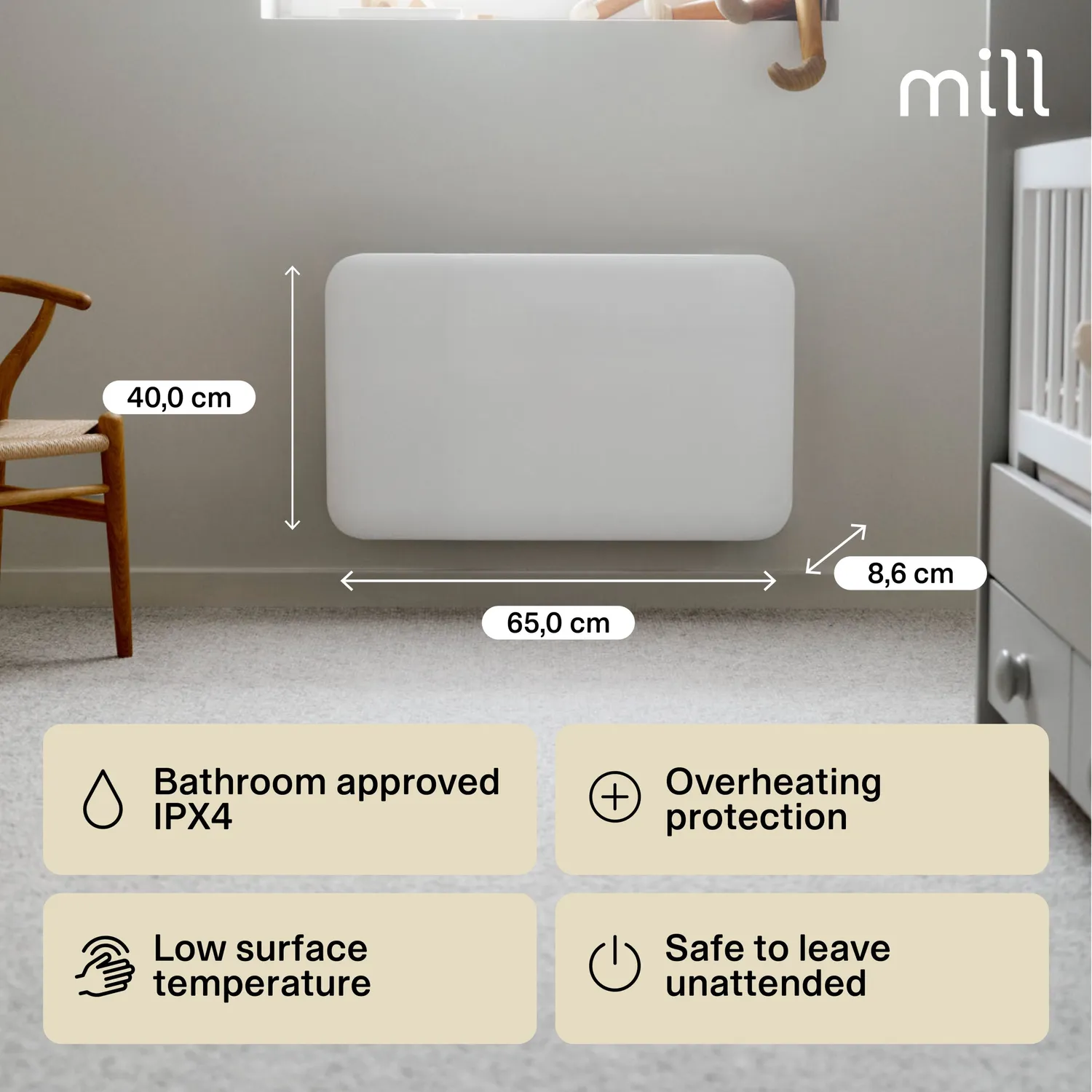 Mill Invisible 600W radiateur panneau discret 600W