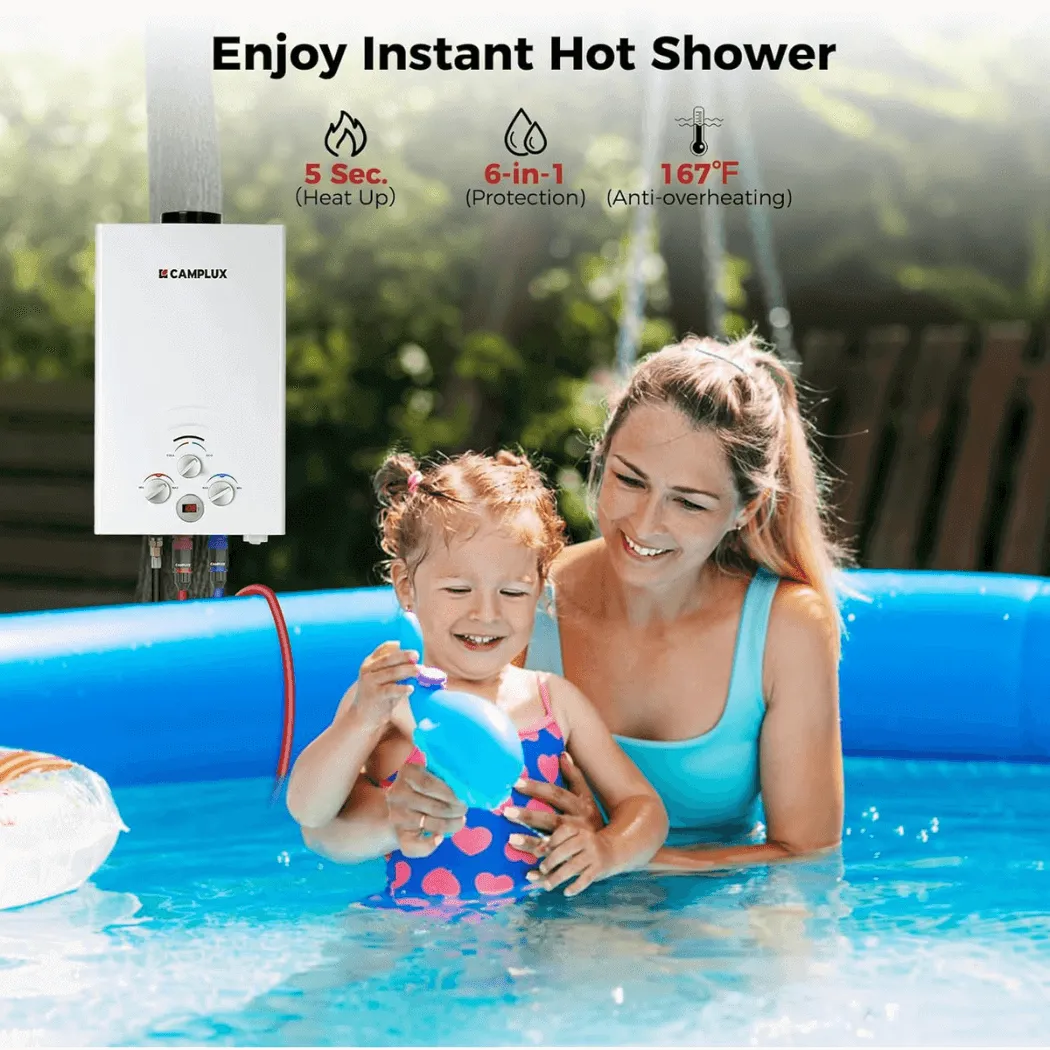 Camplux 2,64 GPM chauffe-eau propane portable blanc instantané