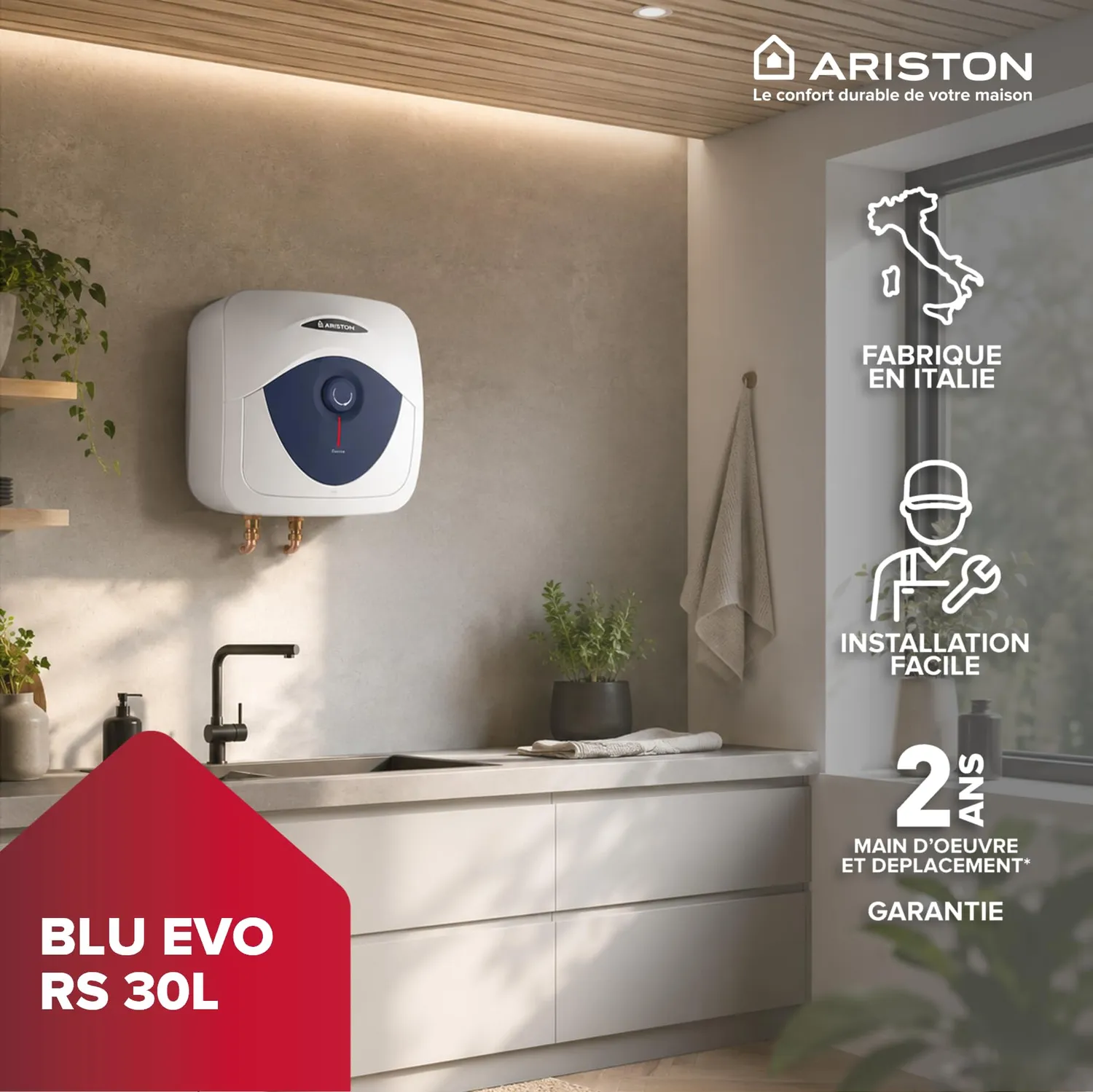 Ariston Hotpoint Blu Evo RS chauffe-eau 30 L sur évier