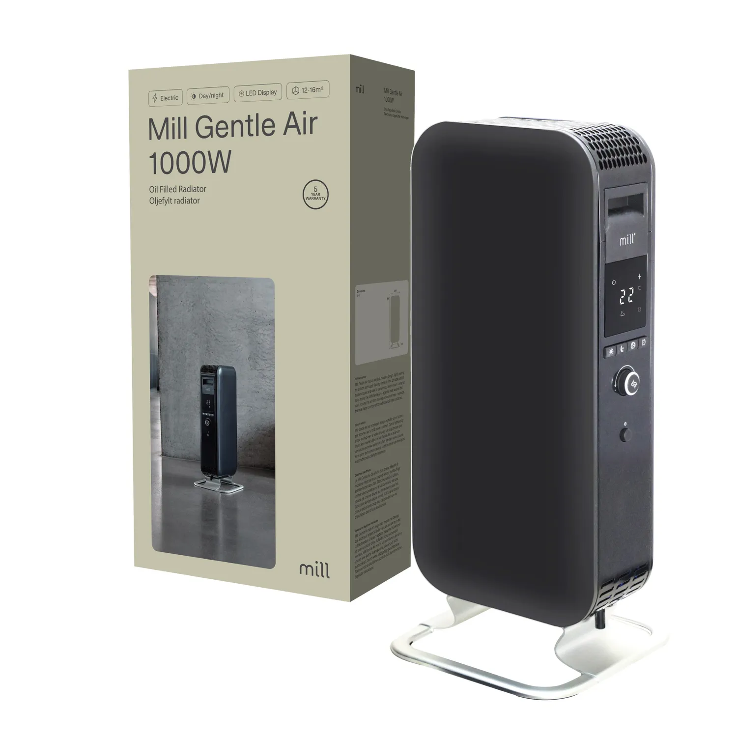 Mill Gentle Air 1000W radiateur bain d'huile noir