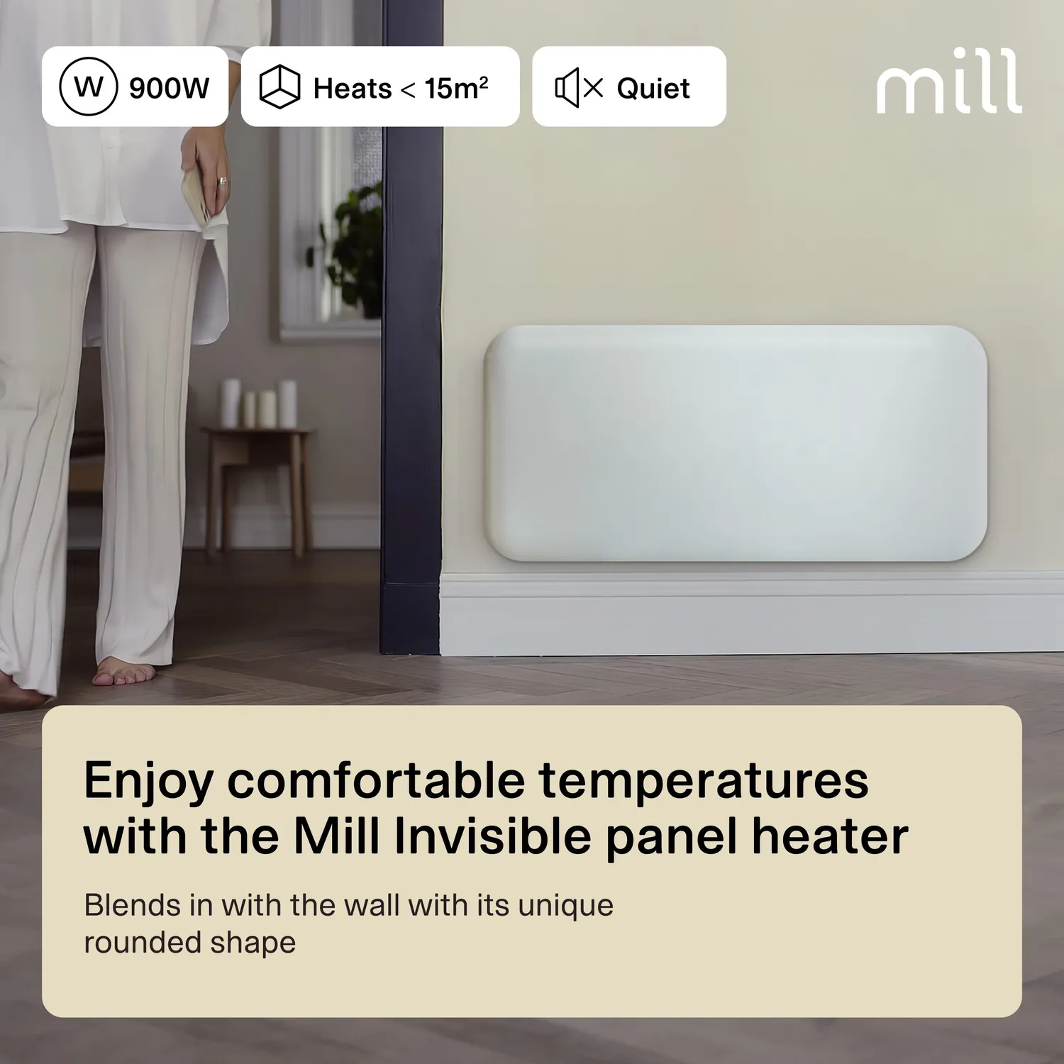 Mill Invisible panneau chauffant 900W discret mural