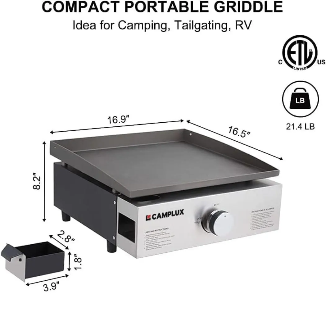 Camplux 17 pouces plancha gaz portable 13000 BTU