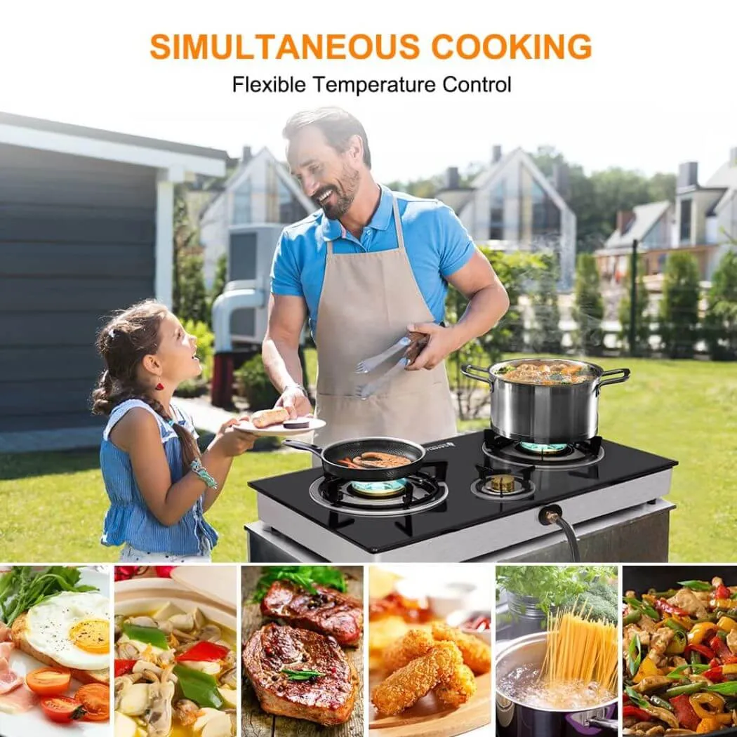 Camplux 21600 BTU réchaud gaz 3 brûleurs verre trempé