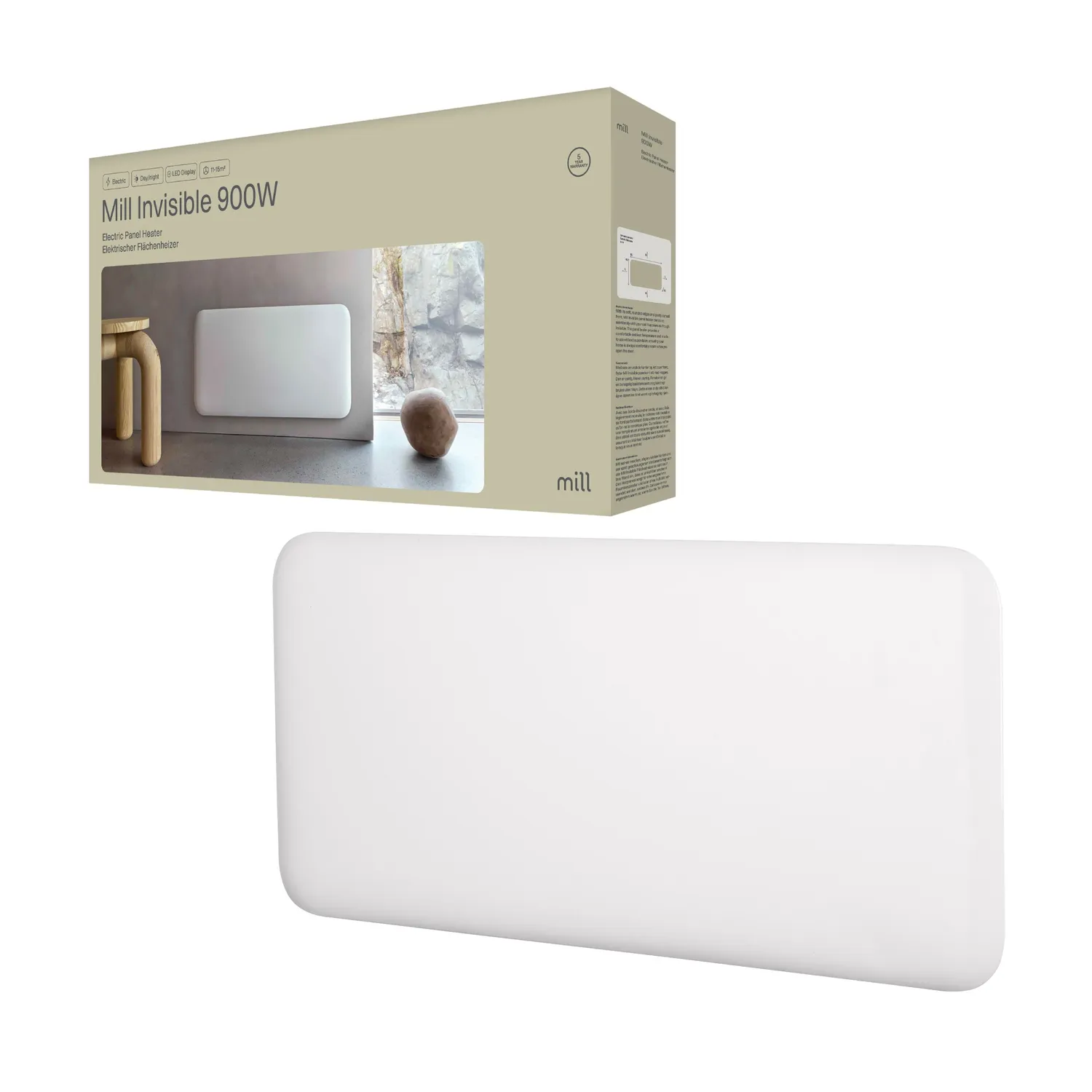Mill Invisible panneau chauffant 900W discret mural