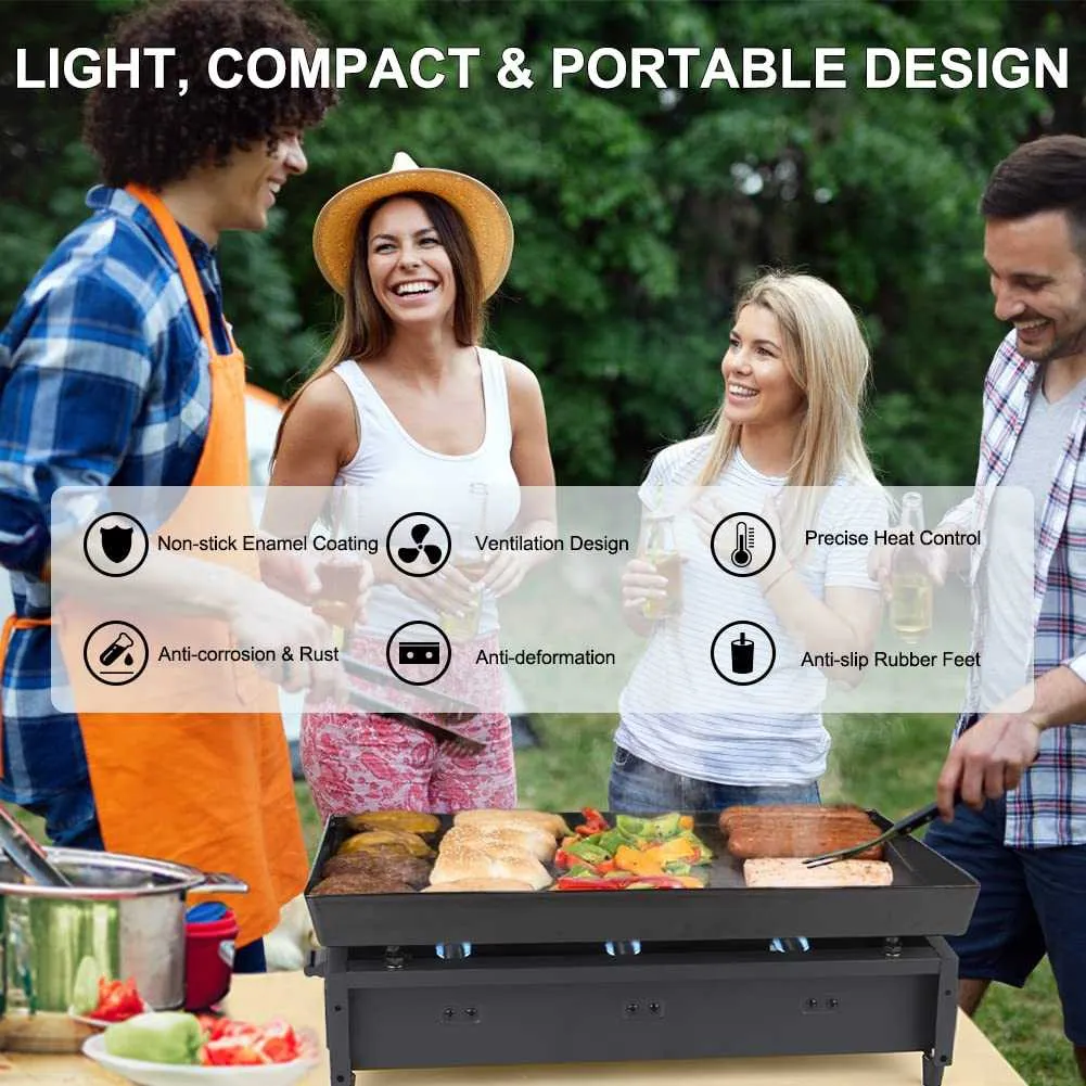 Camplux GP103B grill gaz plancha 3 feux noir 2220 cm²