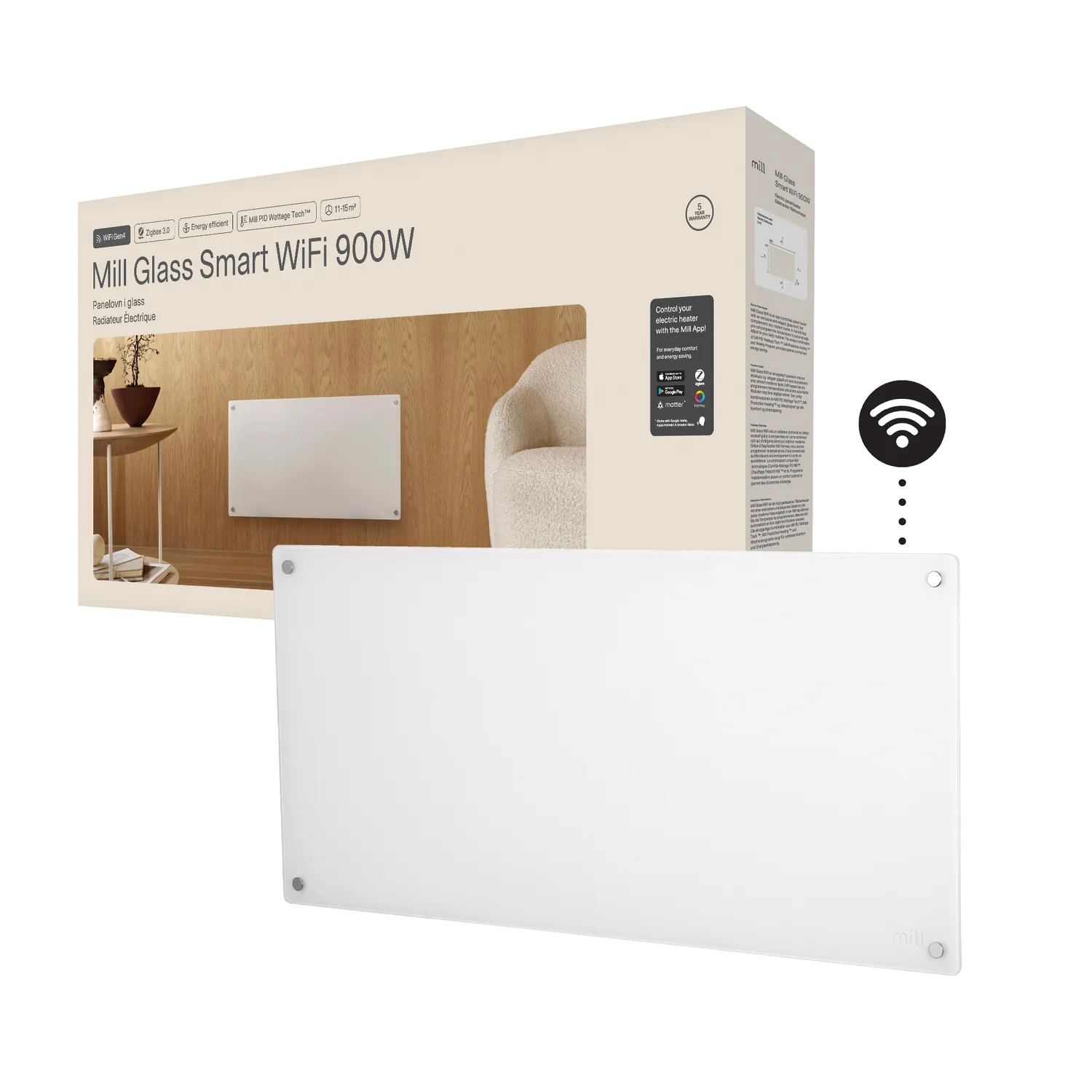 Mill Glass Gen 4 radiateur panneau verre 900W WiFi