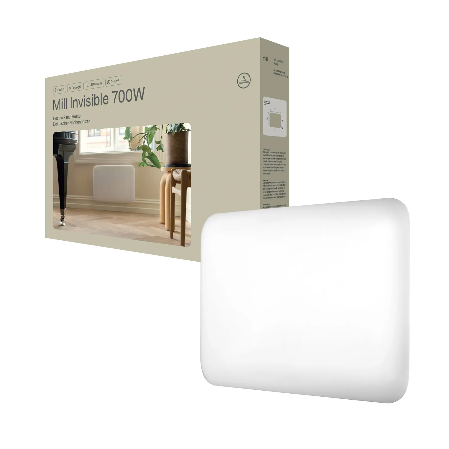 Mill Invisible 700W radiateur panneau mural silencieux