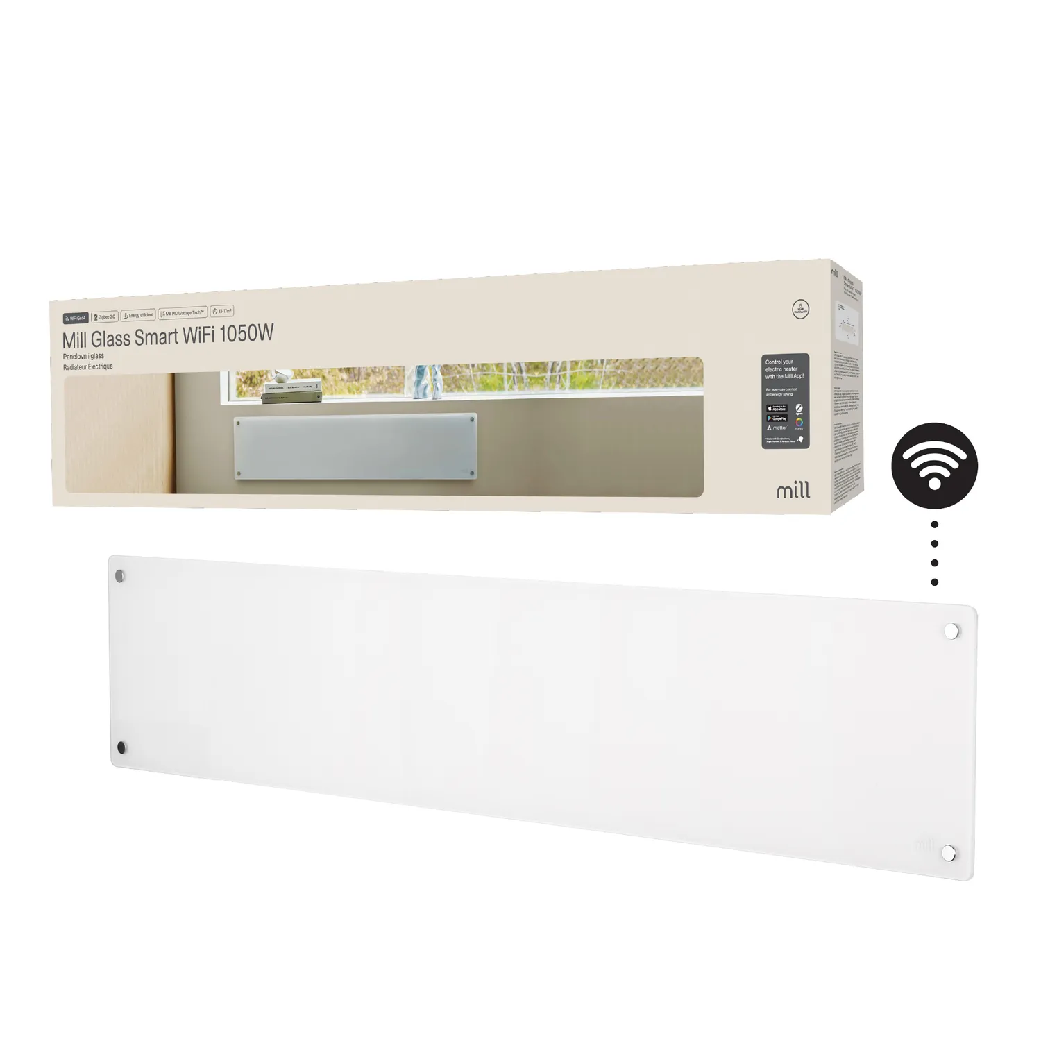 Mill Glass Gen 4 radiateur verre WiFi 1050W modèle bas