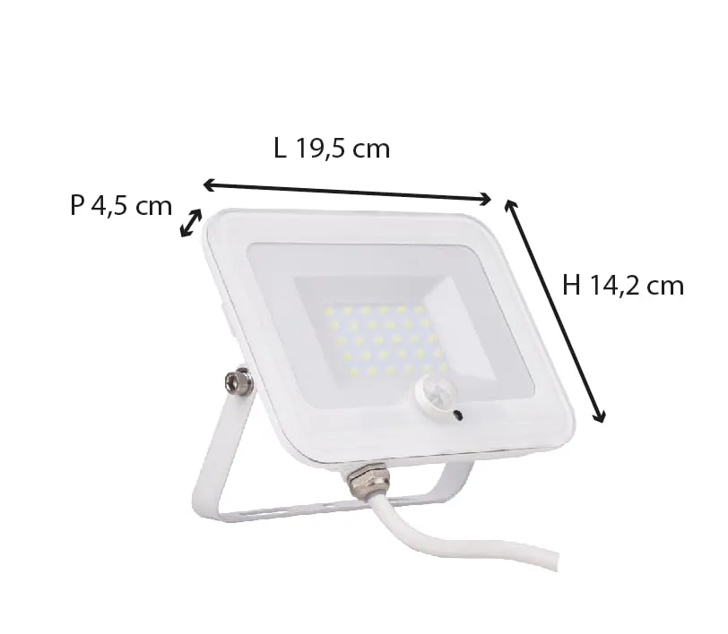 Voltman projecteur plat blanc 3000 lm détecteur IP65
