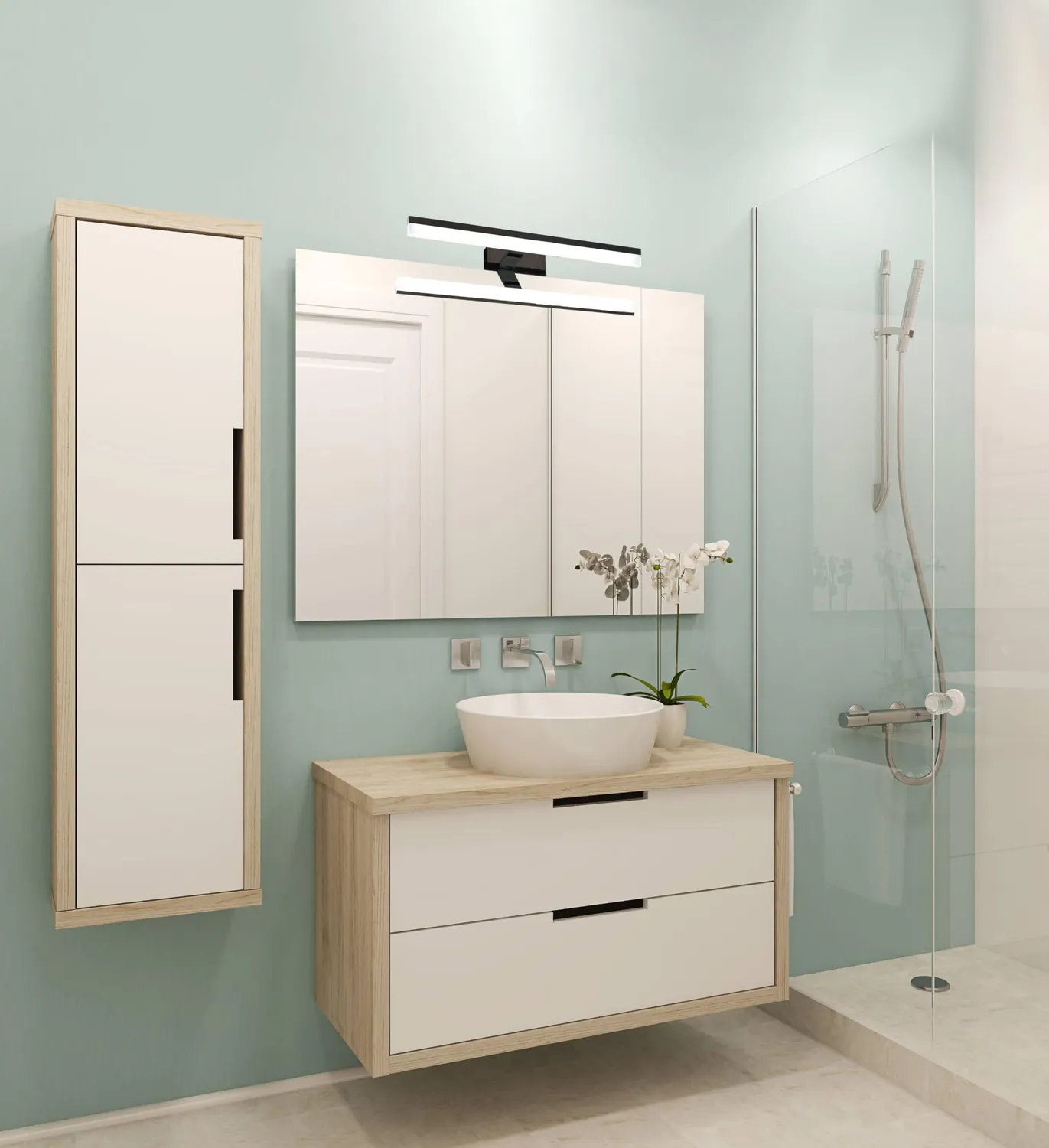 Voltman applique salle de bain 57 cm noire LED 4000K