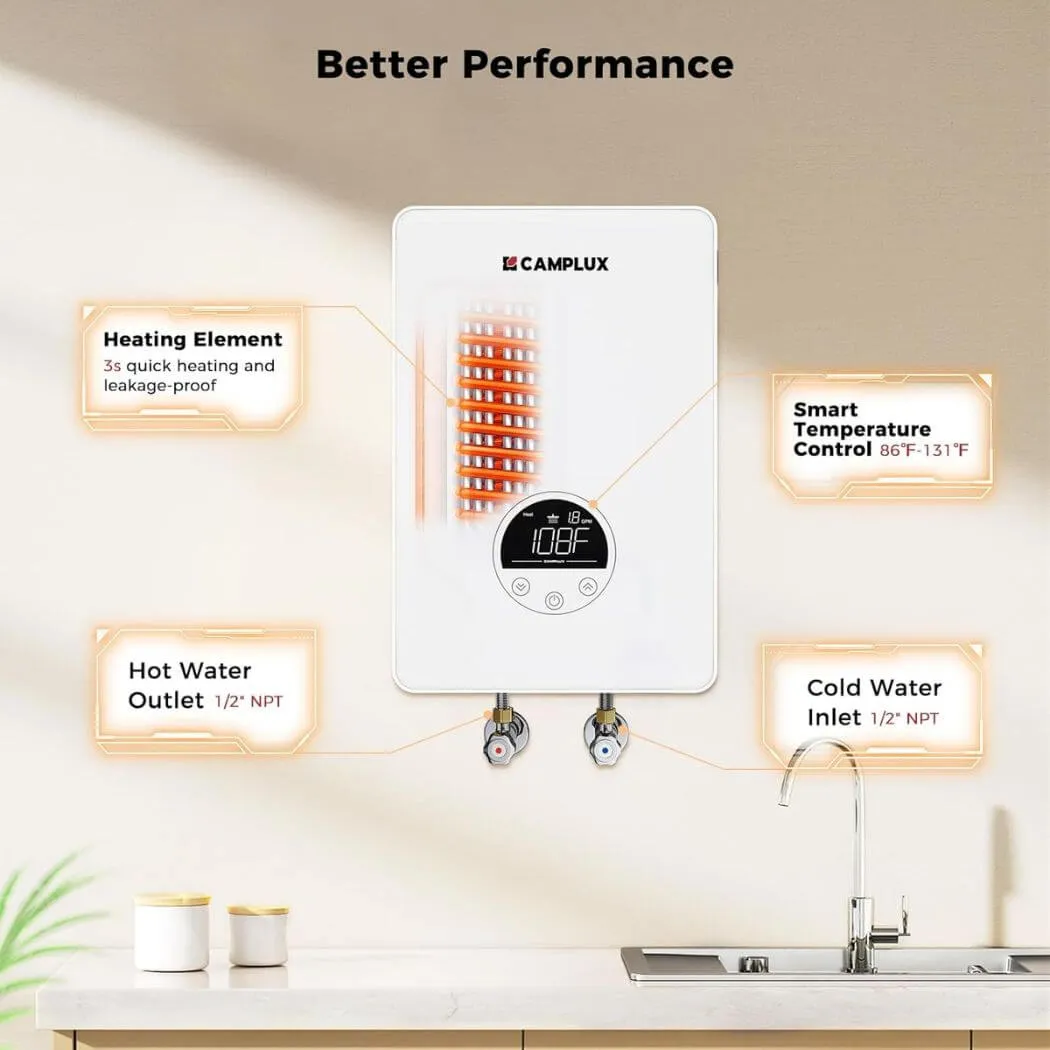 Camplux Chauffe-Eau Instantané Électrique 4,5kW 120V Sous Évier