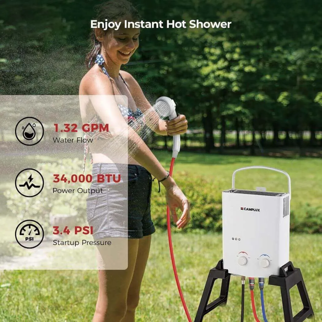 Camplux AY132 Douche camping gaz 5L 1,32 GPM blanc
