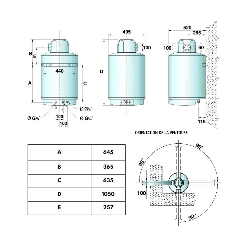 Ariston S/SGA FF X 100 chauffe-eau gaz mural 100L ventouse