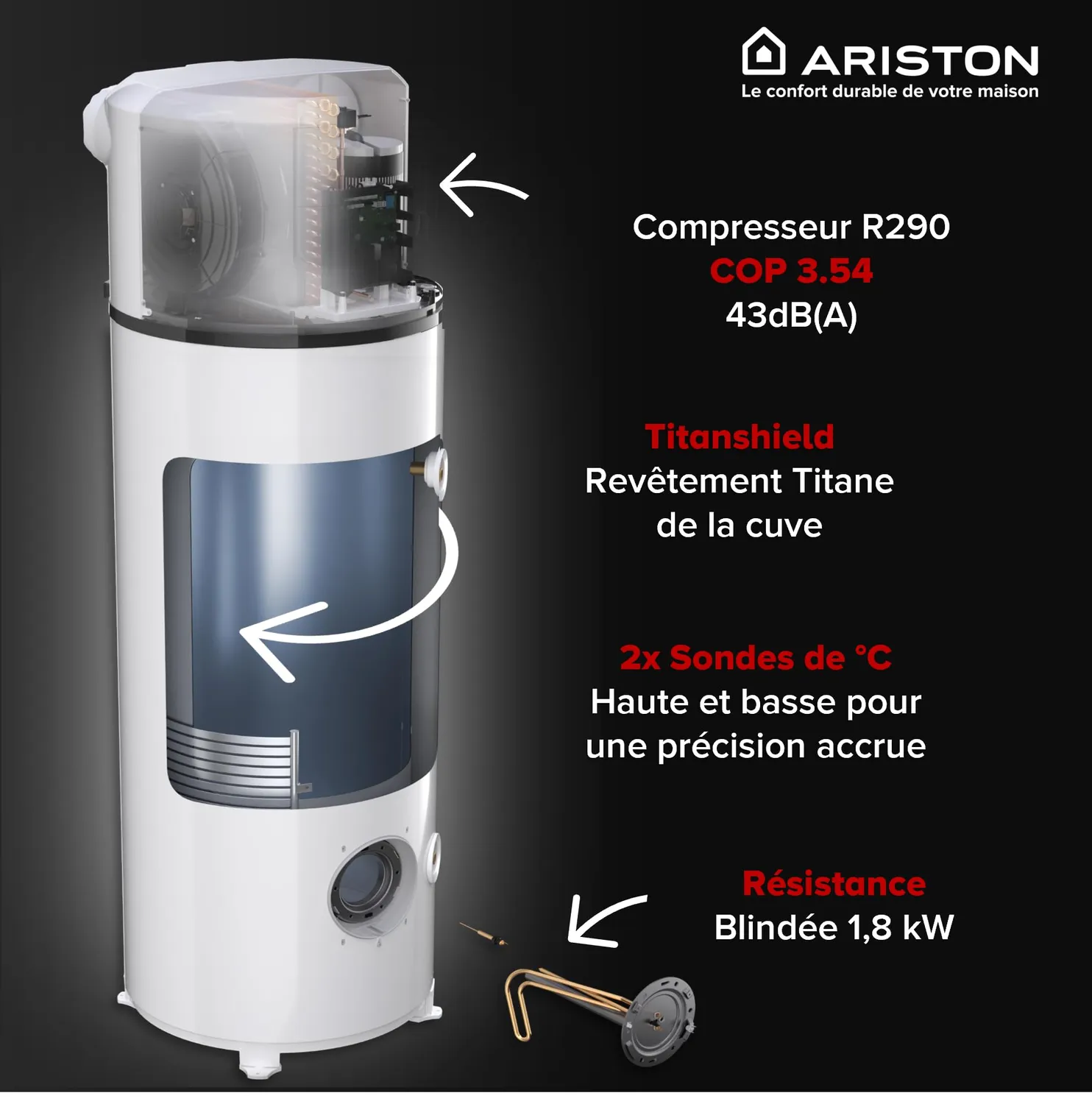 Ariston Nuos Plus S2 Wifi chauffe-eau thermodynamique 250L A+