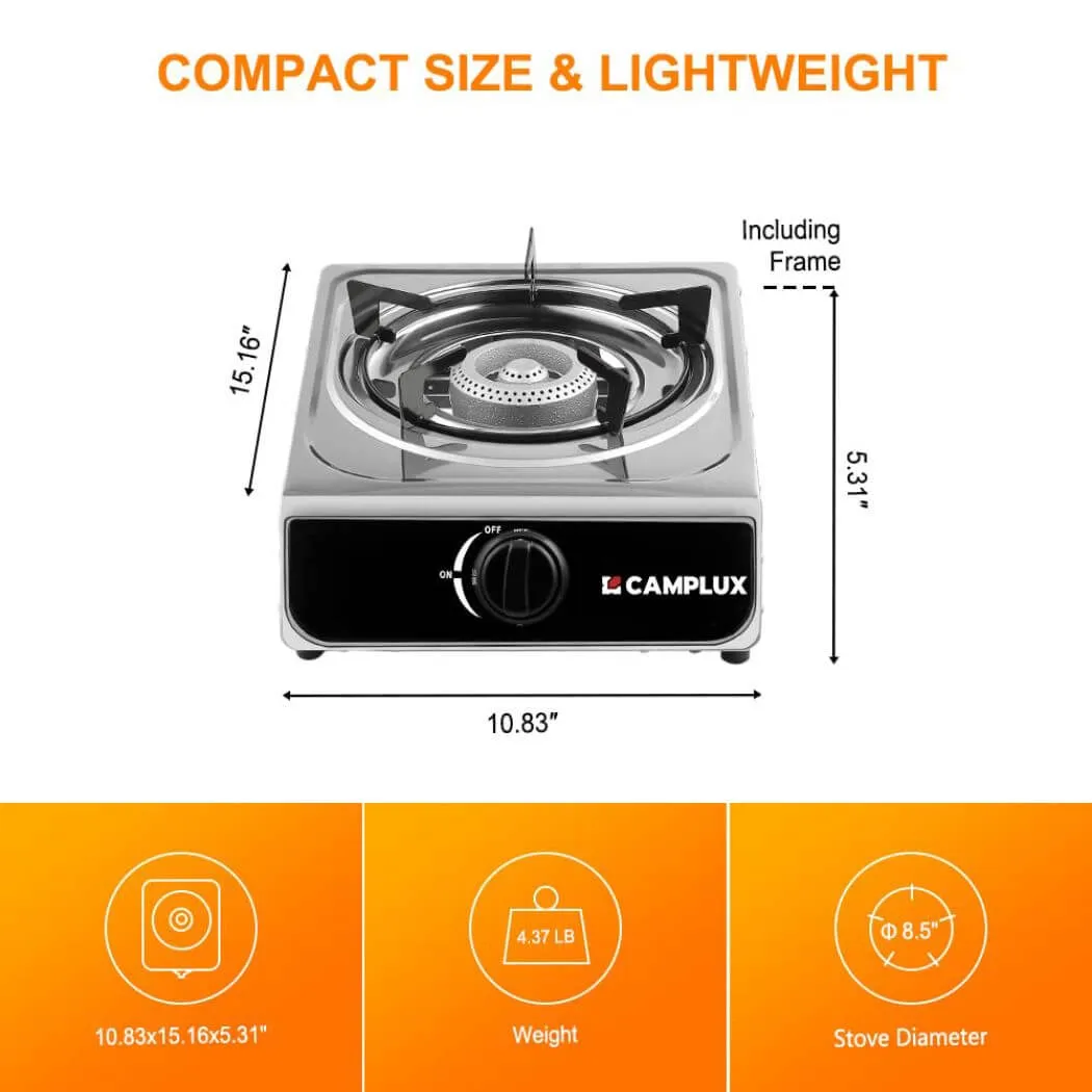 Camplux réchaud gaz portable 1 feu 9800 BTU inox