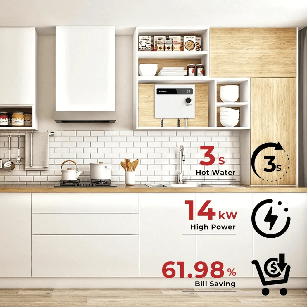 Camplux 14kW chauffe-eau électrique instantané maison 99,98%