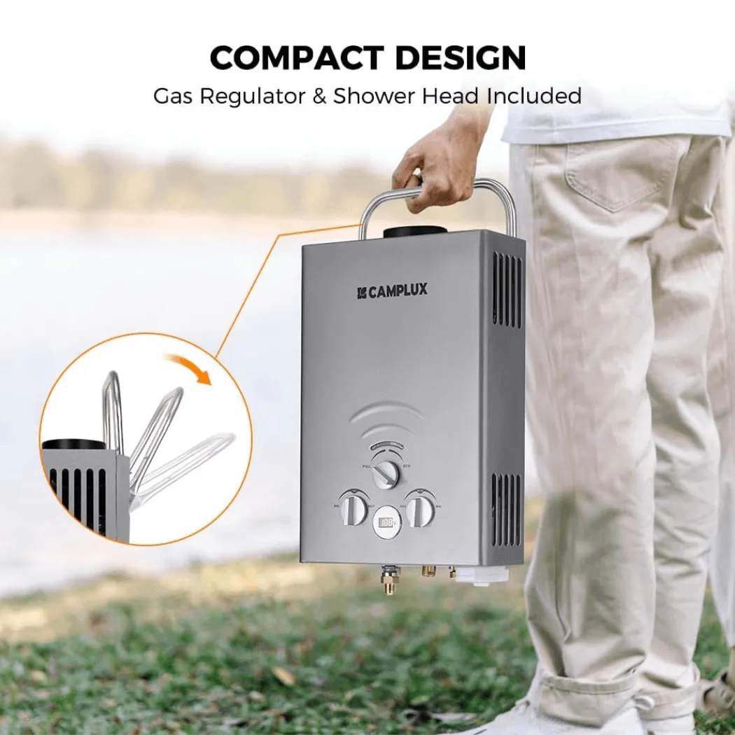 Camplux BW158 chauffe-eau gaz portable 6 L kit pompe argent