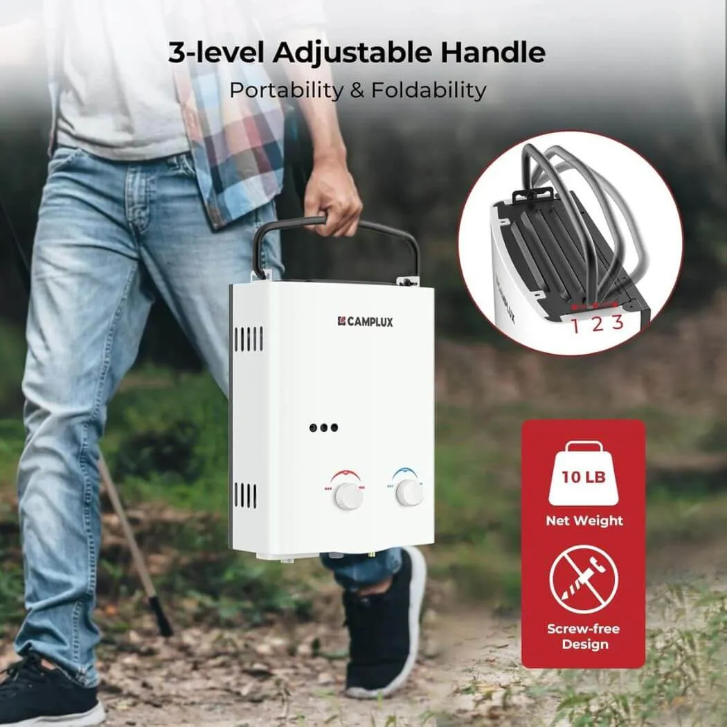 Camplux AY132 chauffe-eau portable propane 5 L blanc