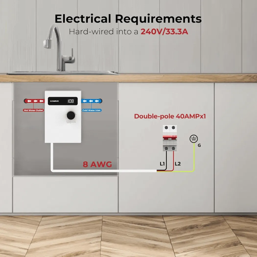 Camplux chauffe-eau électrique instantané 8 kW blanc