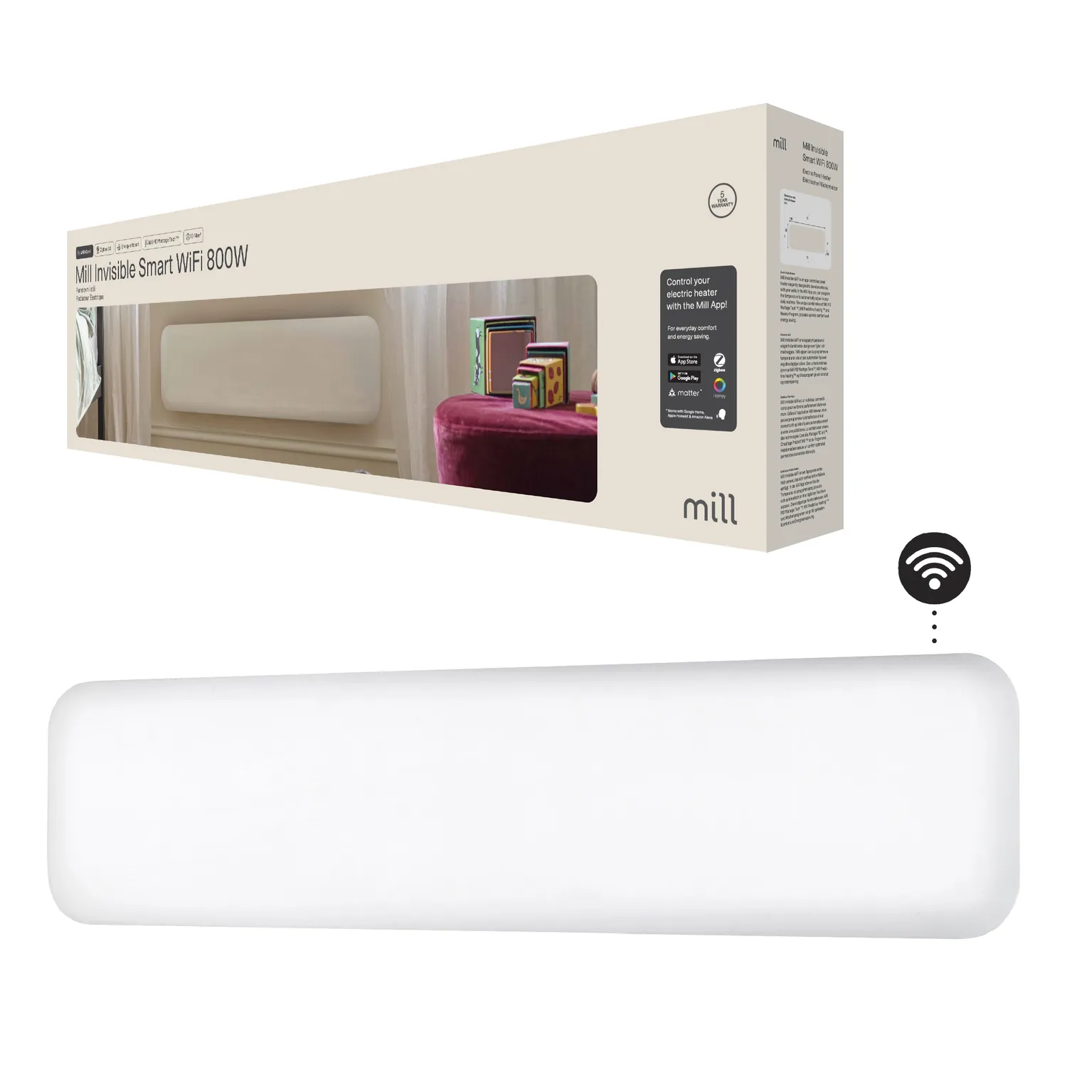 Mill Invisible Gen 4 radiateur WiFi bas 800W connecté