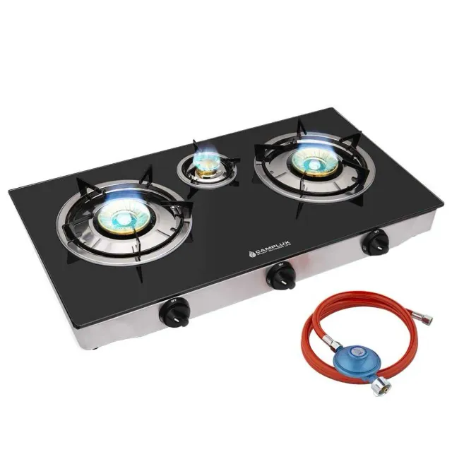 Camplux TC03GB réchaud gaz 3 feux verre 6,25 kW