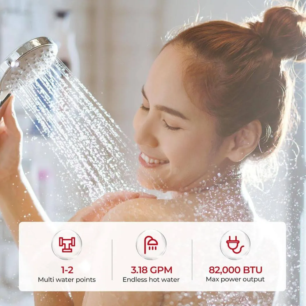 Camplux chauffe-eau gaz sans réservoir 3,18 GPM noir intérieur