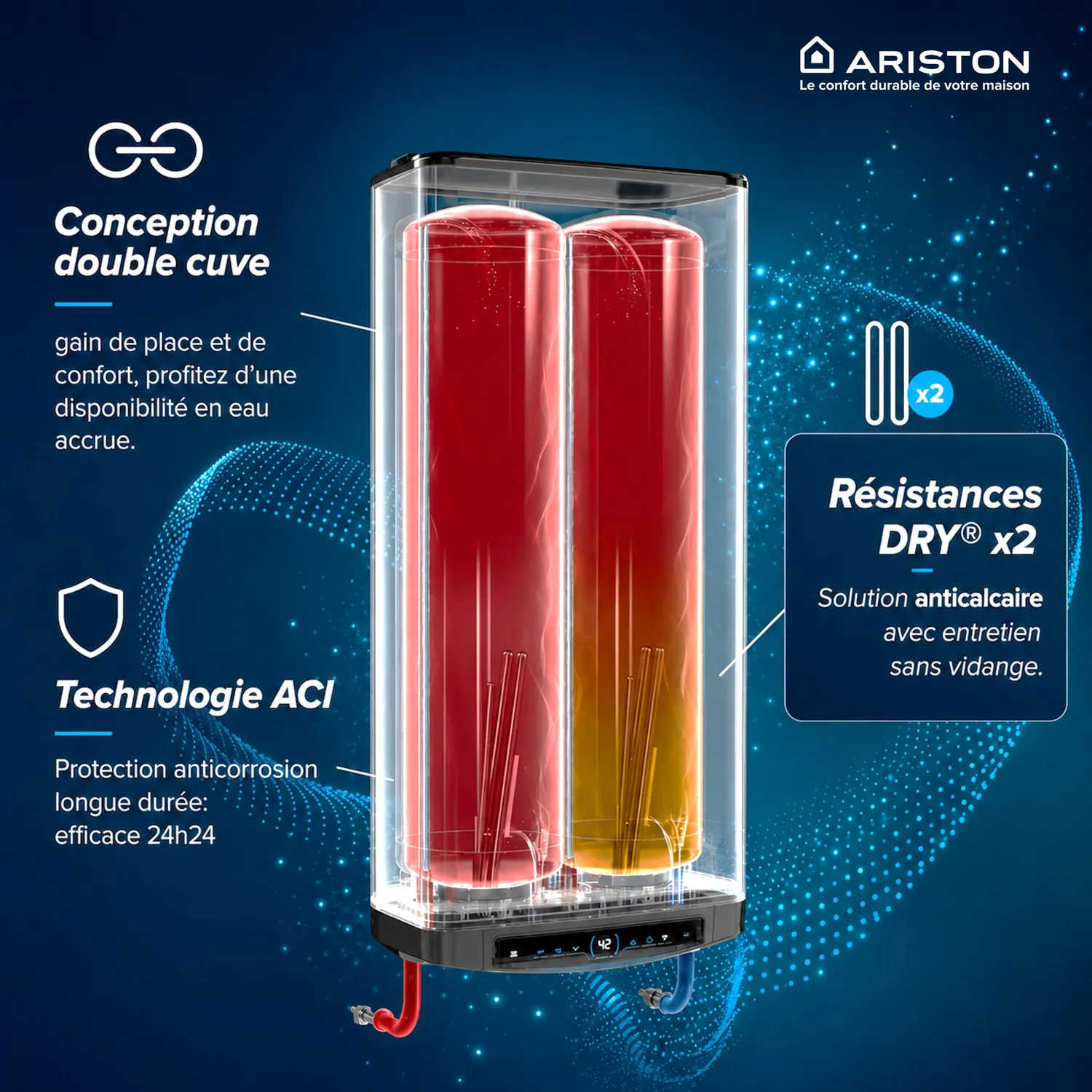 Ariston Hotpoint Velis Evo Dune Dry WiFi chauffe-eau 45L plat