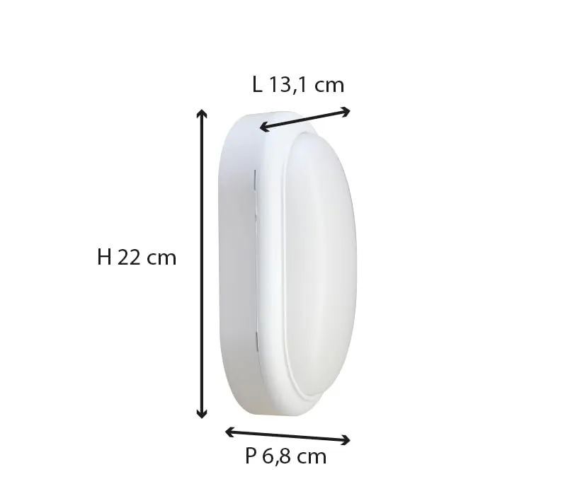 Voltman Hublot extérieur ovale IP54 1050lm blanc froid