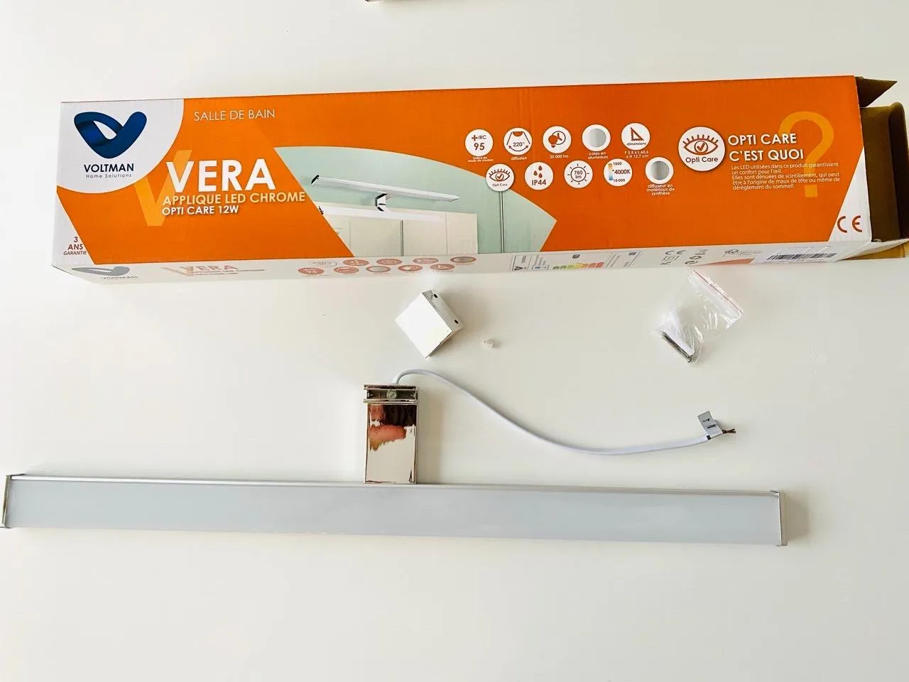 Voltman Vera 60 cm applique salle de bain LED chrome 780 lm