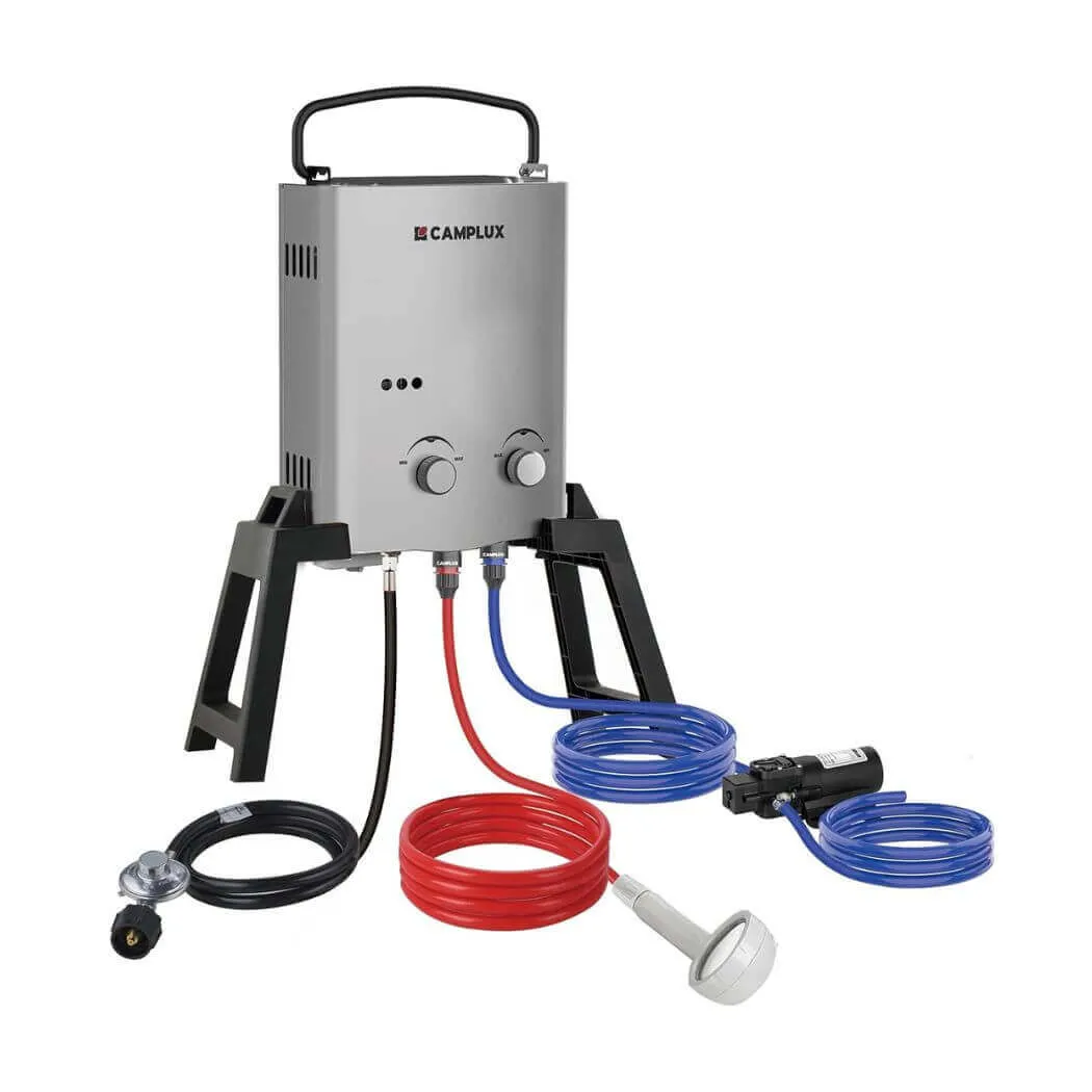 Camplux Kit Camping-Car Chauffe-Eau Gaz Douche Extérieure Blanc
